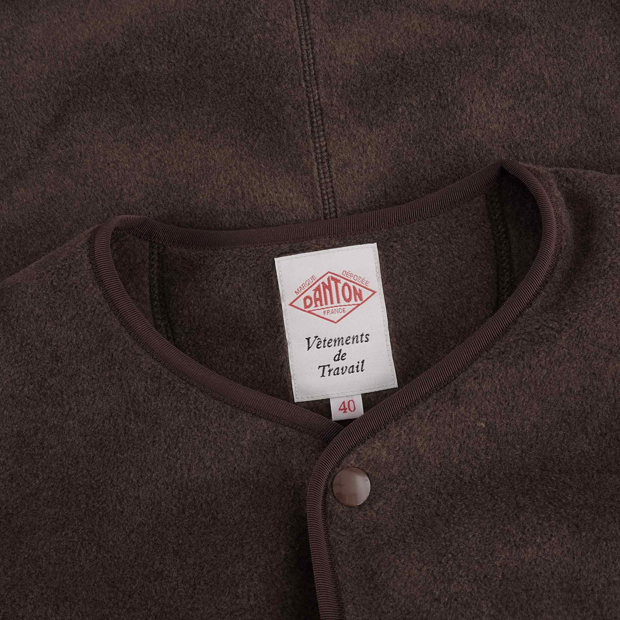 Danton Fleece Collarless Jacket - Brown