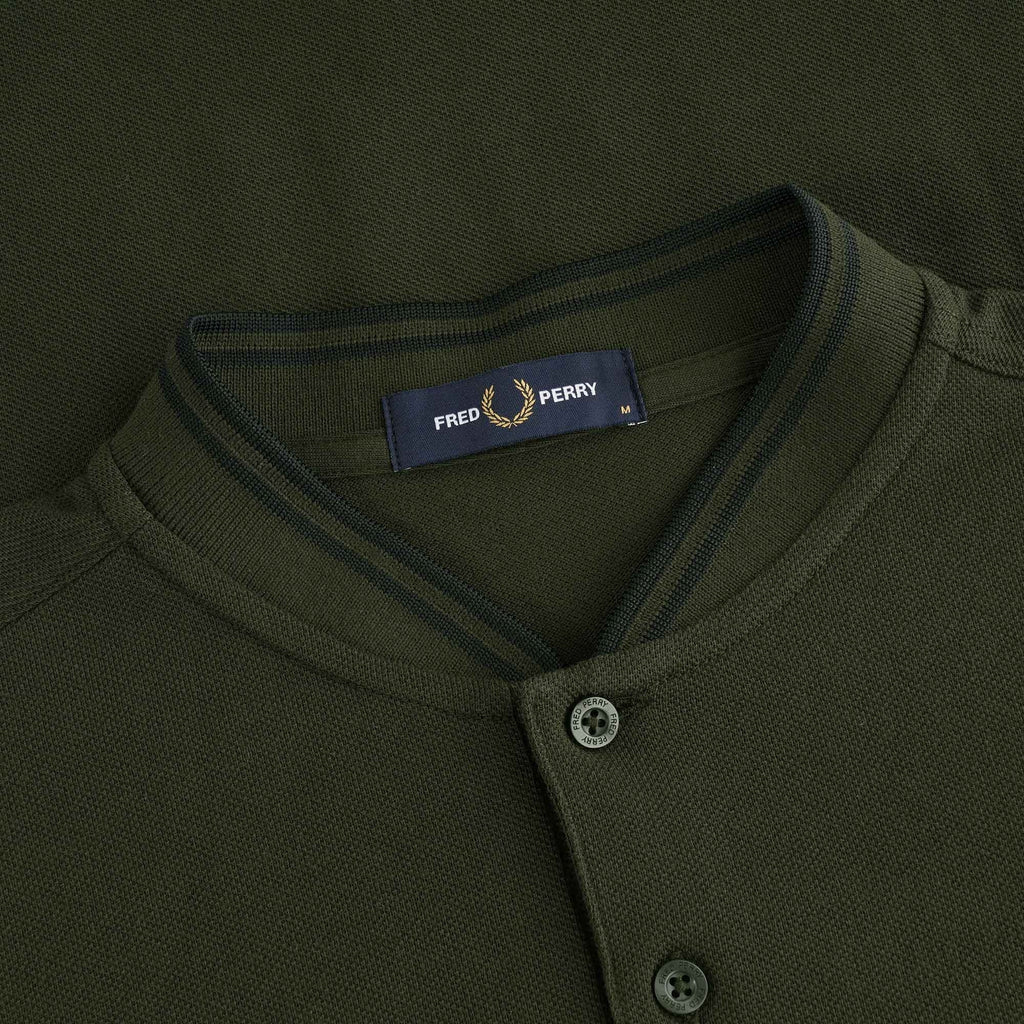 Fred Perry Bomber Collar Pique Shirt - Hunting Green