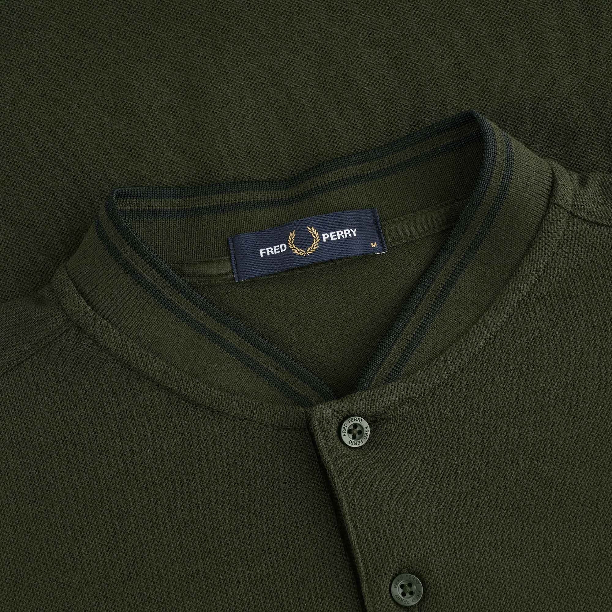 Fred Perry Bomber Collar Pique Shirt - Hunting Green