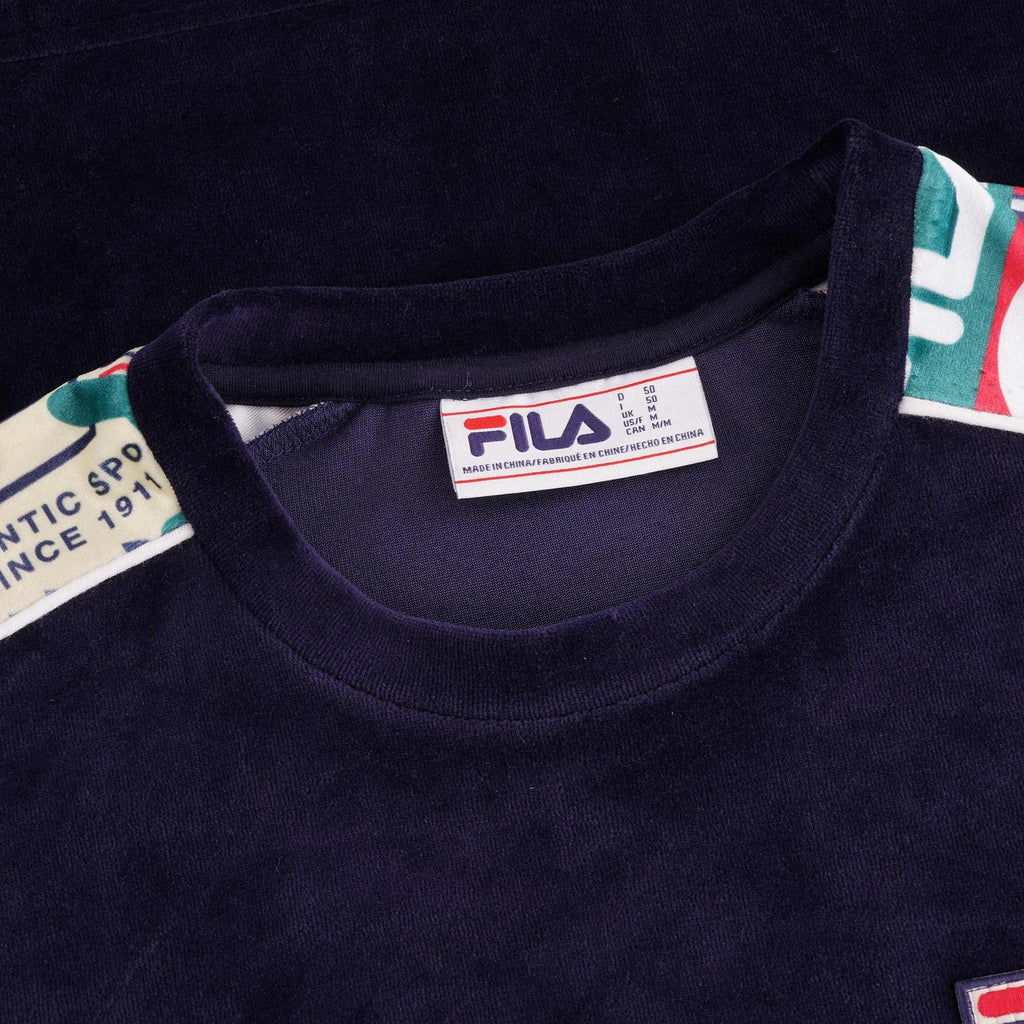 Fila Vintage 110 Velour Hugh T-Shirt - Peacoat