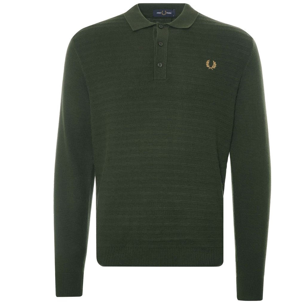 Chevron Textured Knitted Shirt - Hunting Green