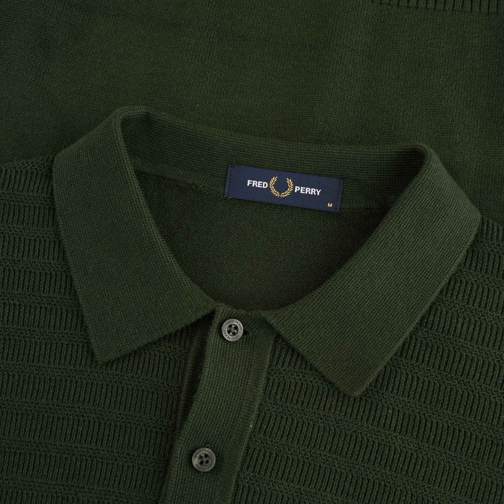 Chevron Textured Knitted Shirt - Hunting Green
