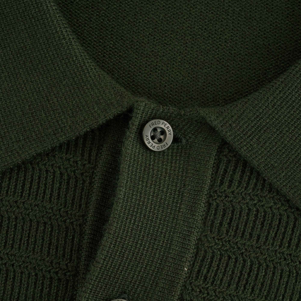 Chevron Textured Knitted Shirt - Hunting Green