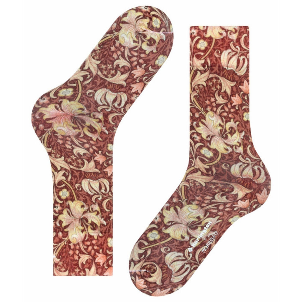 Burlington Socks x Morris & Co Golden Lily Socks - Chestnut