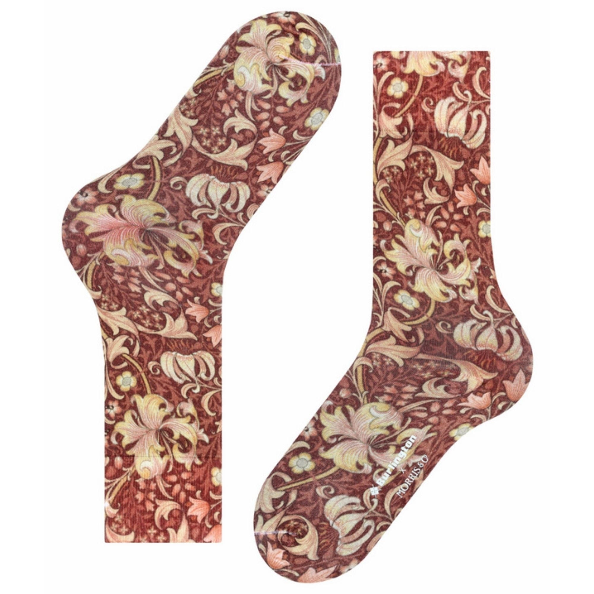 Burlington Socks x Morris & Co Golden Lily Socks - Chestnut