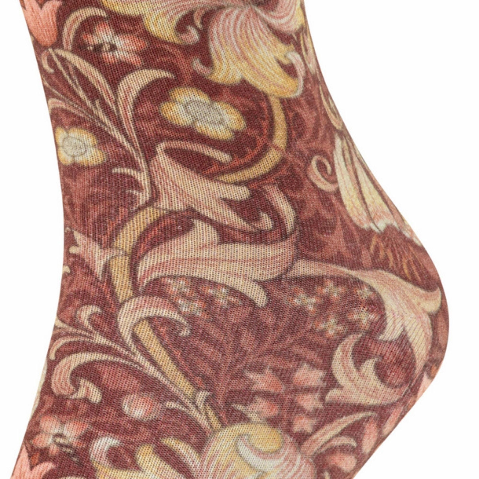 Burlington Socks x Morris & Co Golden Lily Socks - Chestnut