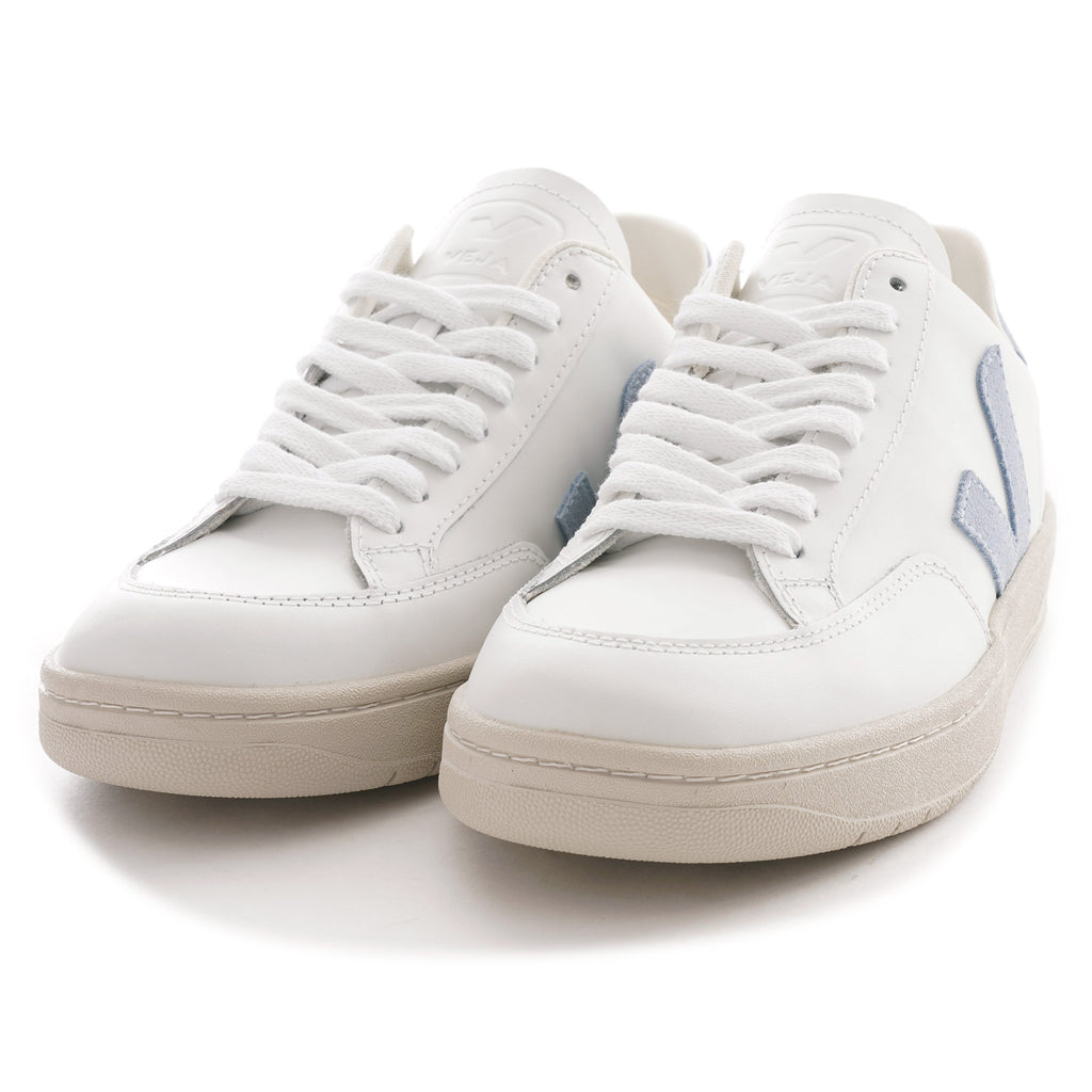 Veja Womens V-12 Leather - Extra White/Steel Blue