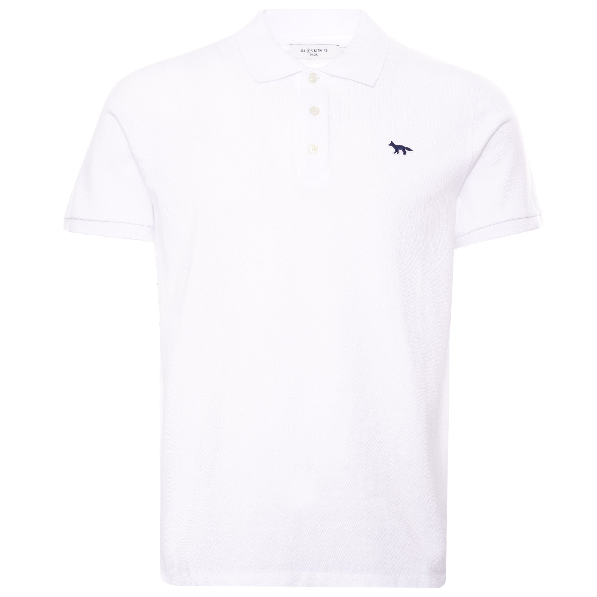 MAISON KITSUNE ネイビーフォックス ポロ M ホワイト Maison Kitsune Navy Fox Patch Classic Polo - White – Stuarts London