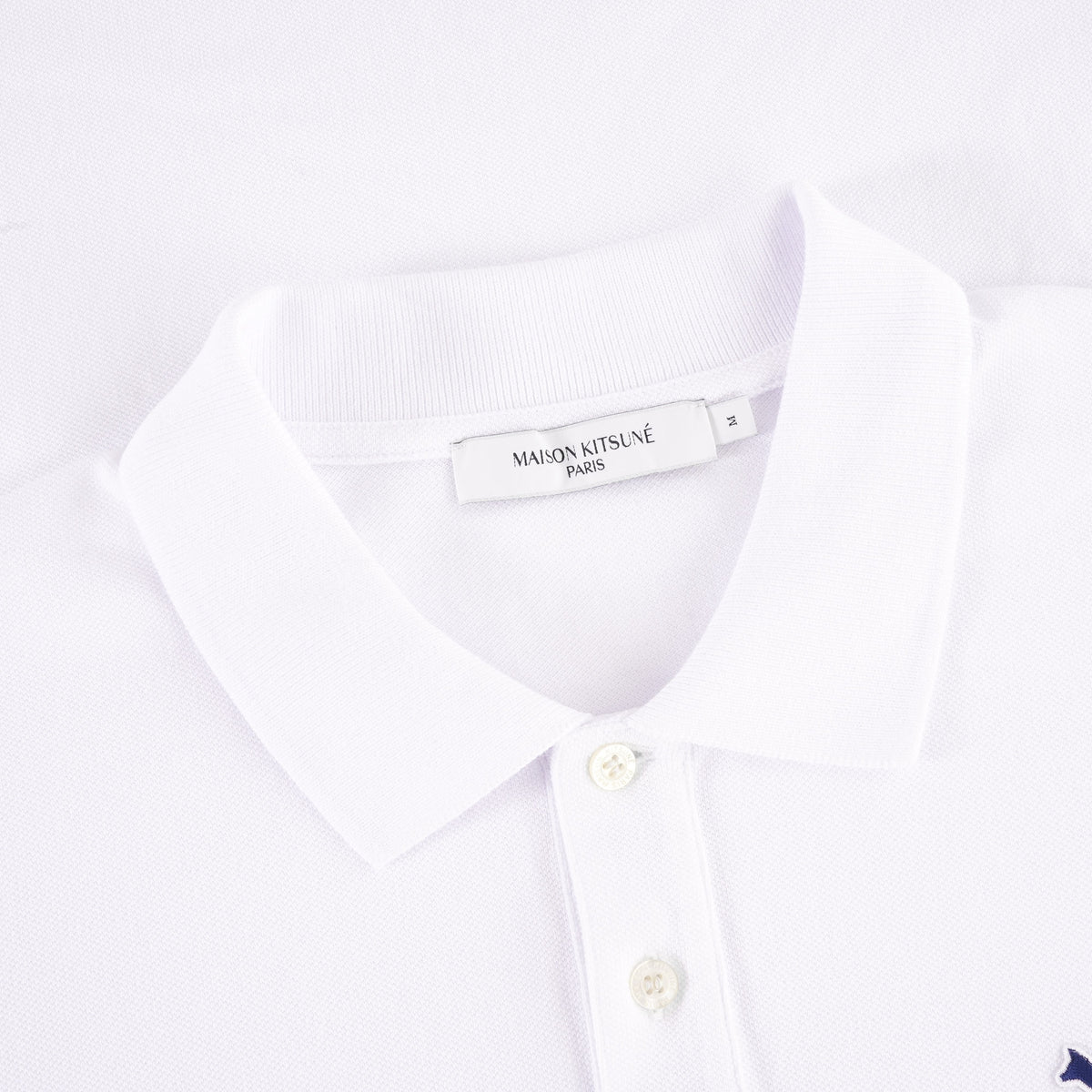 Maison Kitsune Navy Fox Patch Classic Polo - White – Stuarts London