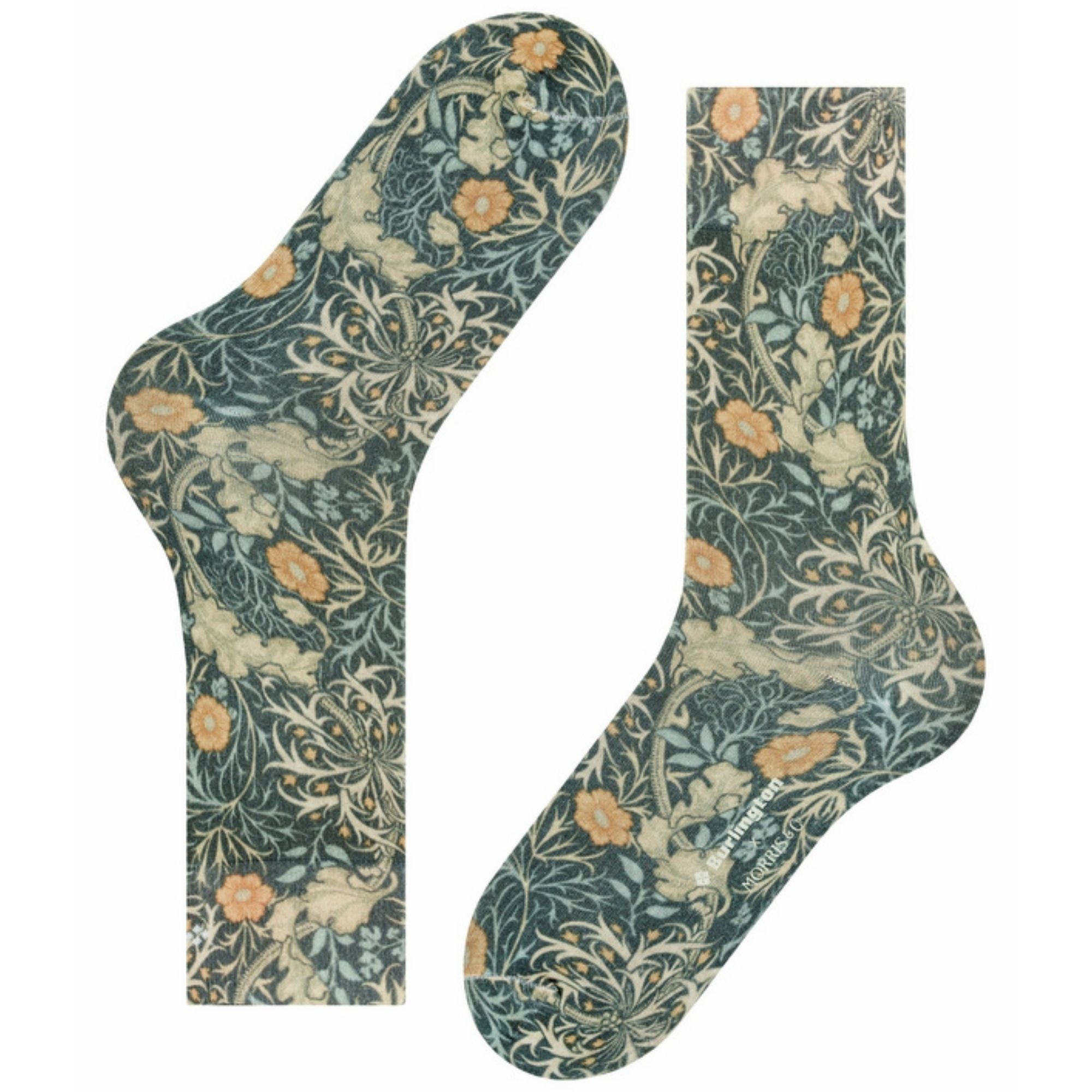 Burlington Socks x Morris & Co Seaweed Socks - Dark Blue