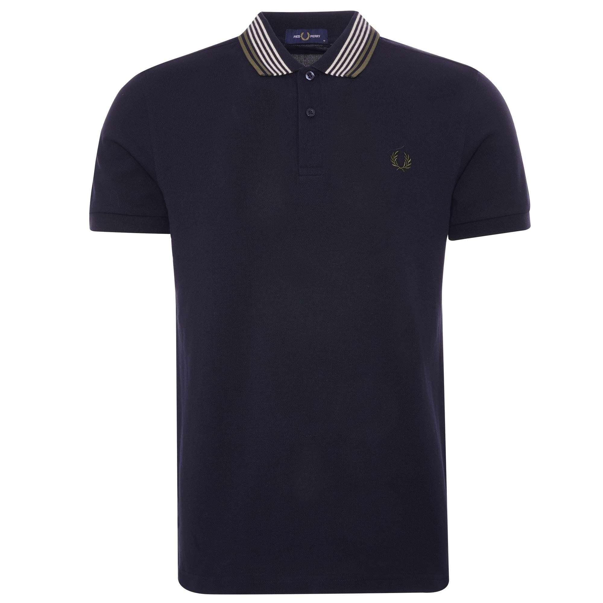 Fred Perry Striped Collar Polo Shirt - Dark Navy
