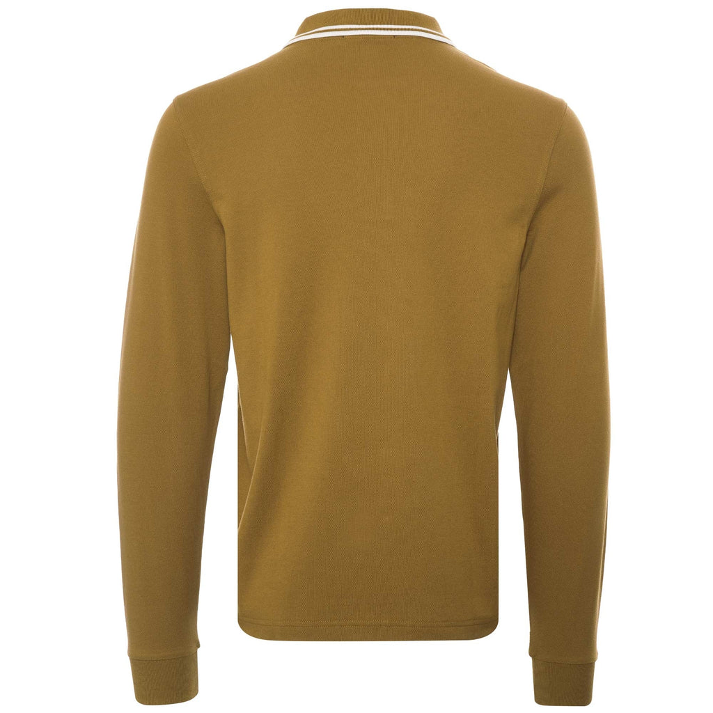 Fred Perry M3 Long Sleeve Twin Tip Polo Shirt - Dark Caramel