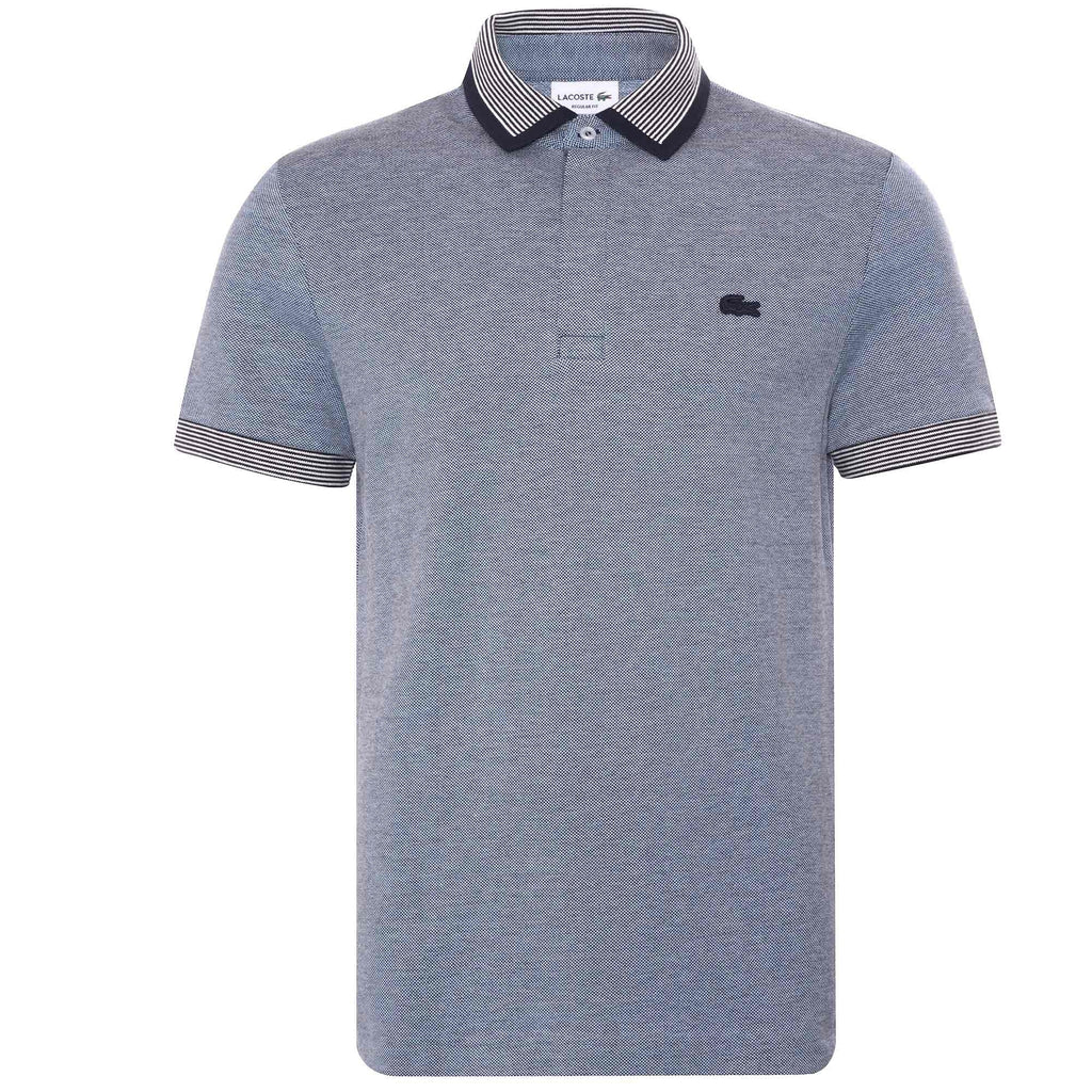 Lacoste Striped Finishes Cotton Polo Shirt - Blue
