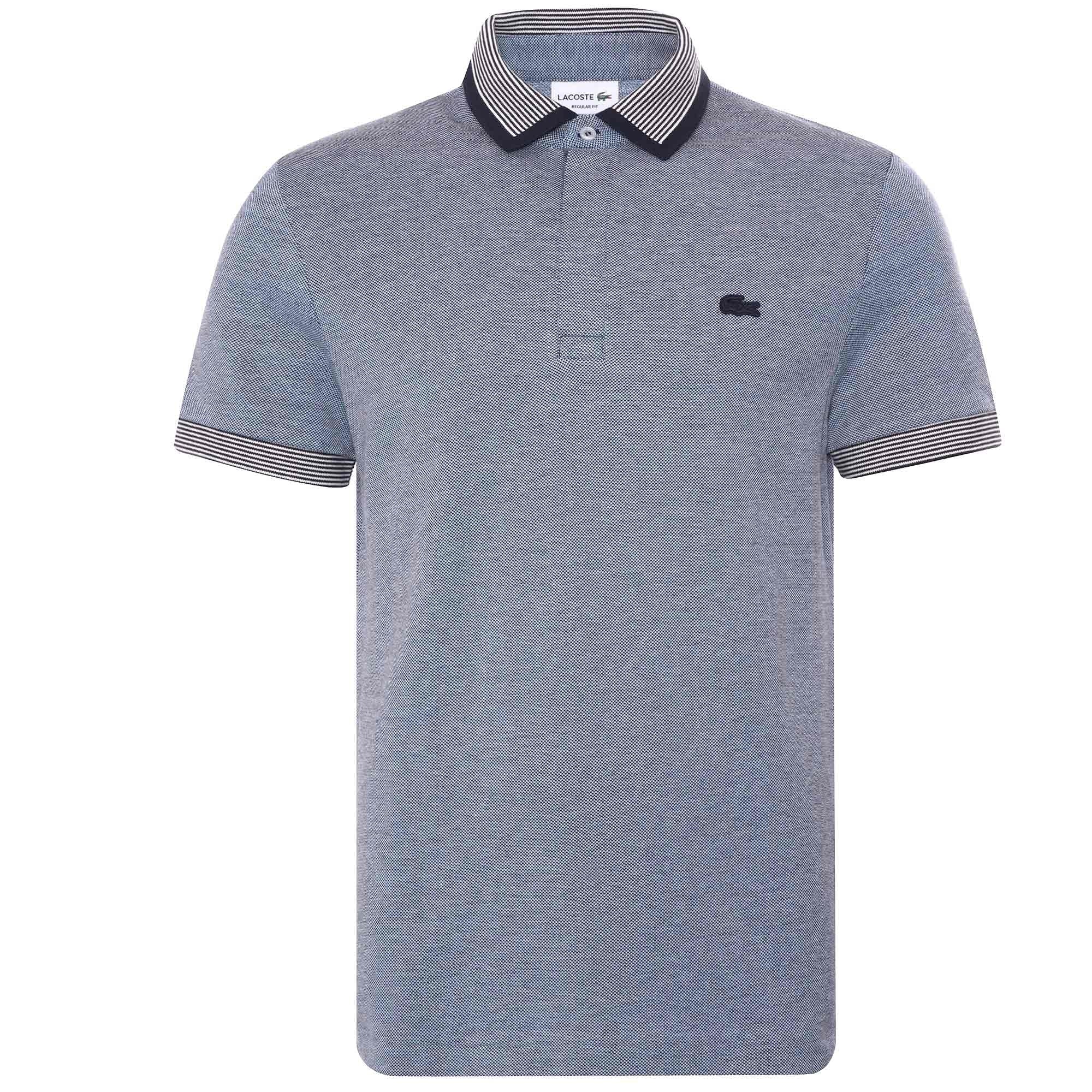 Lacoste Striped Finishes Cotton Polo Shirt - Blue