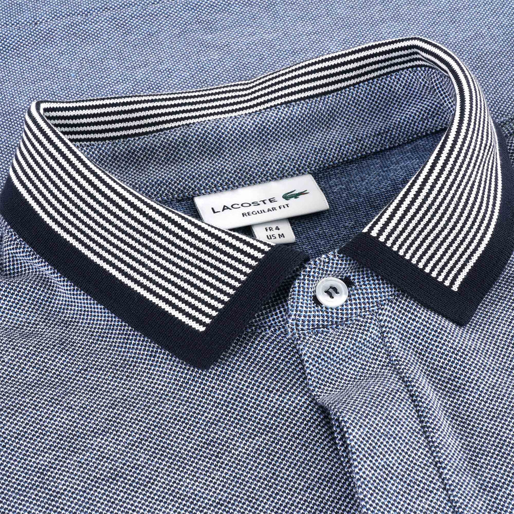 Lacoste Striped Finishes Cotton Polo Shirt - Blue