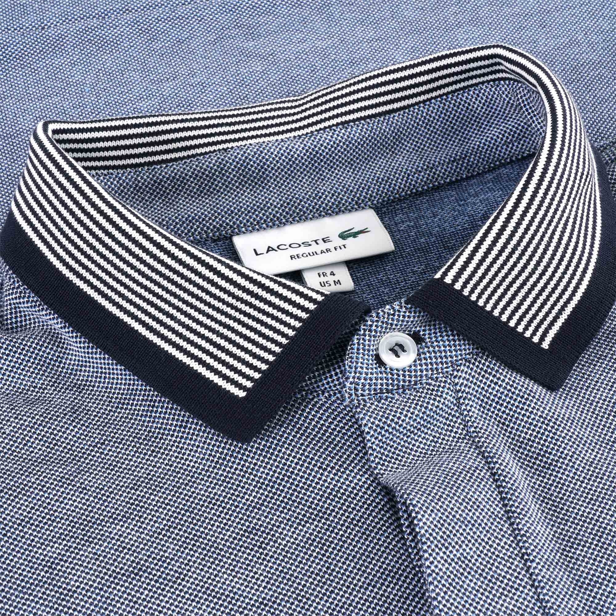 Lacoste Striped Finishes Cotton Polo Shirt - Blue