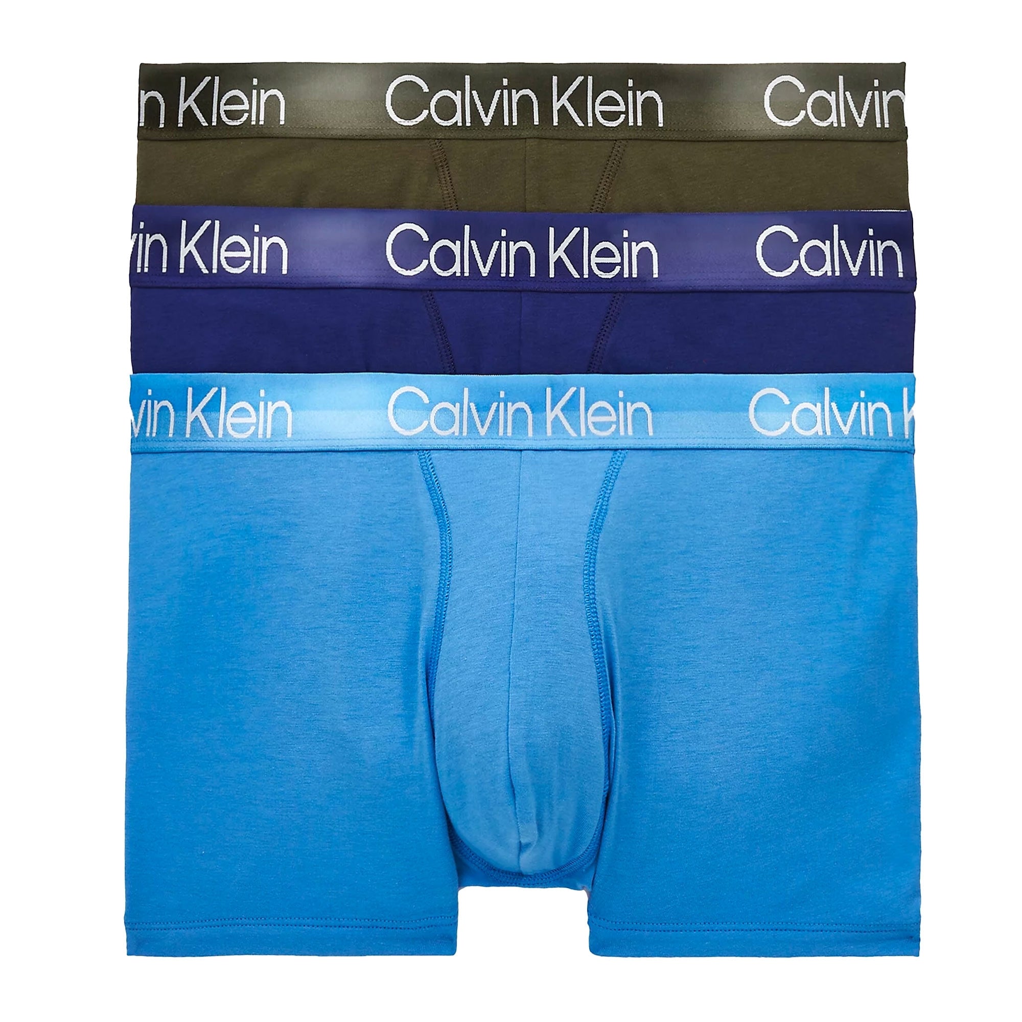 Calvin Klein 3 Pack Trunks Modern Structure - Blue/Olive