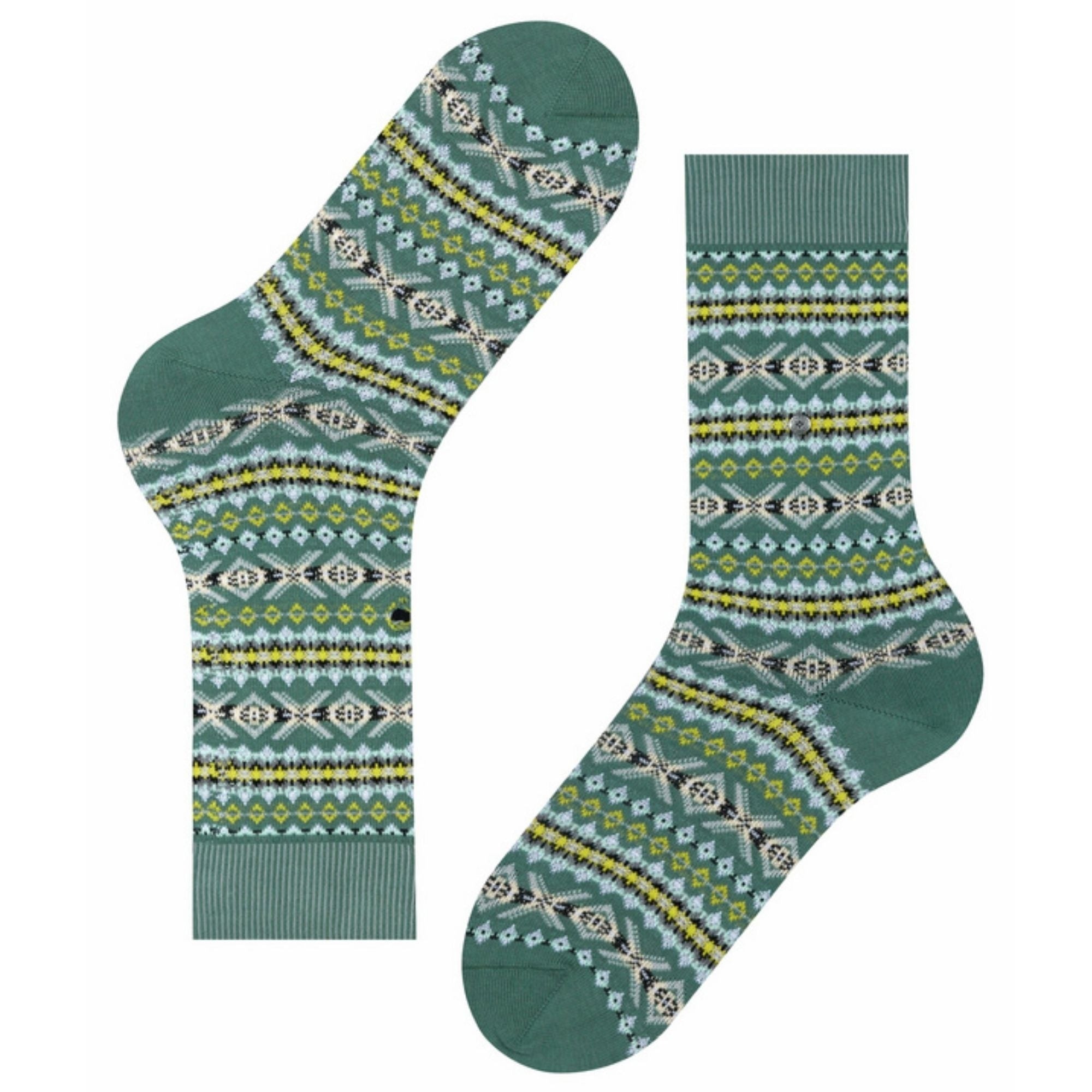 Burlington Socks Fair Isle Men Socks - Mistletoe Green