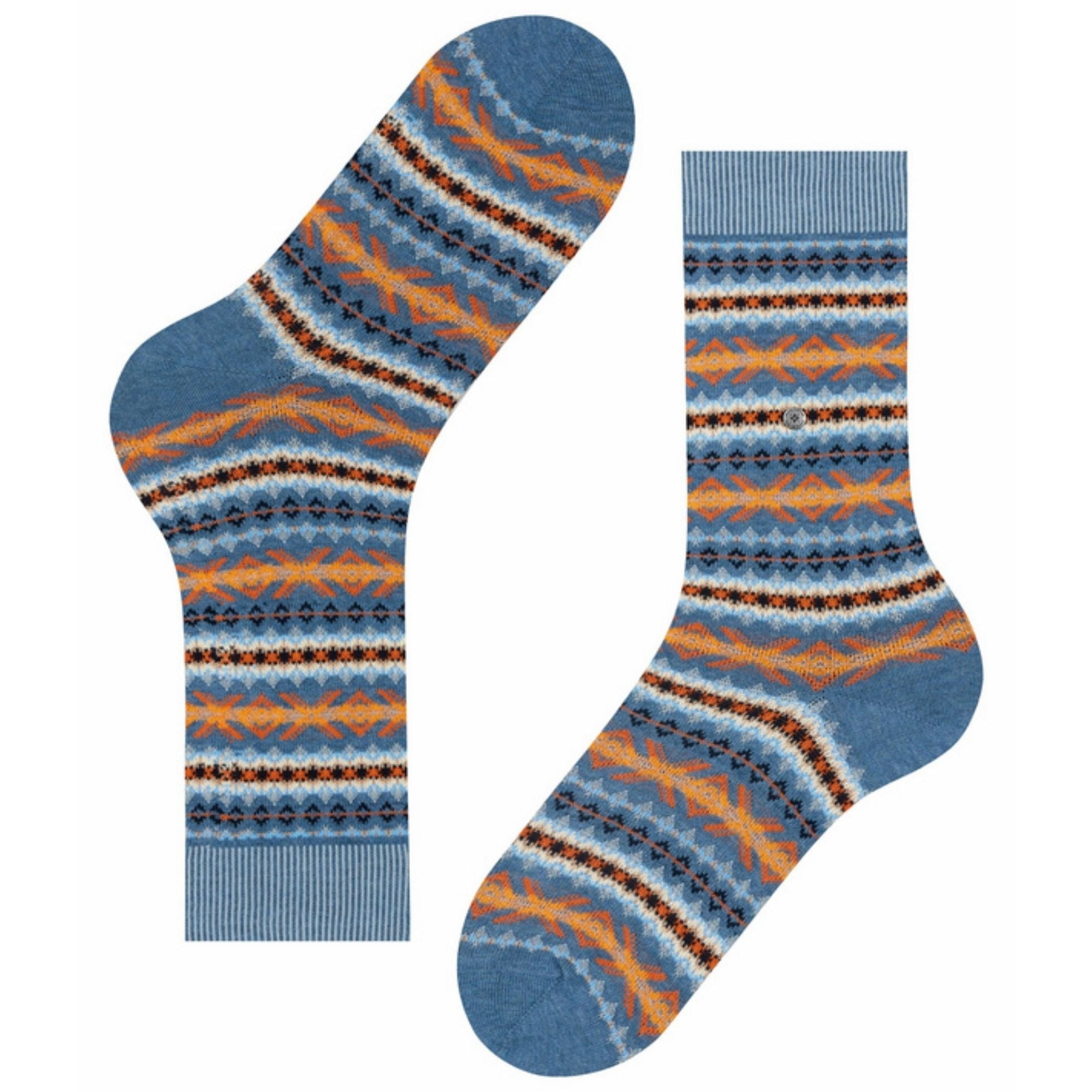 Burlington Socks Fair Isle Men Socks - Light Denim Blue