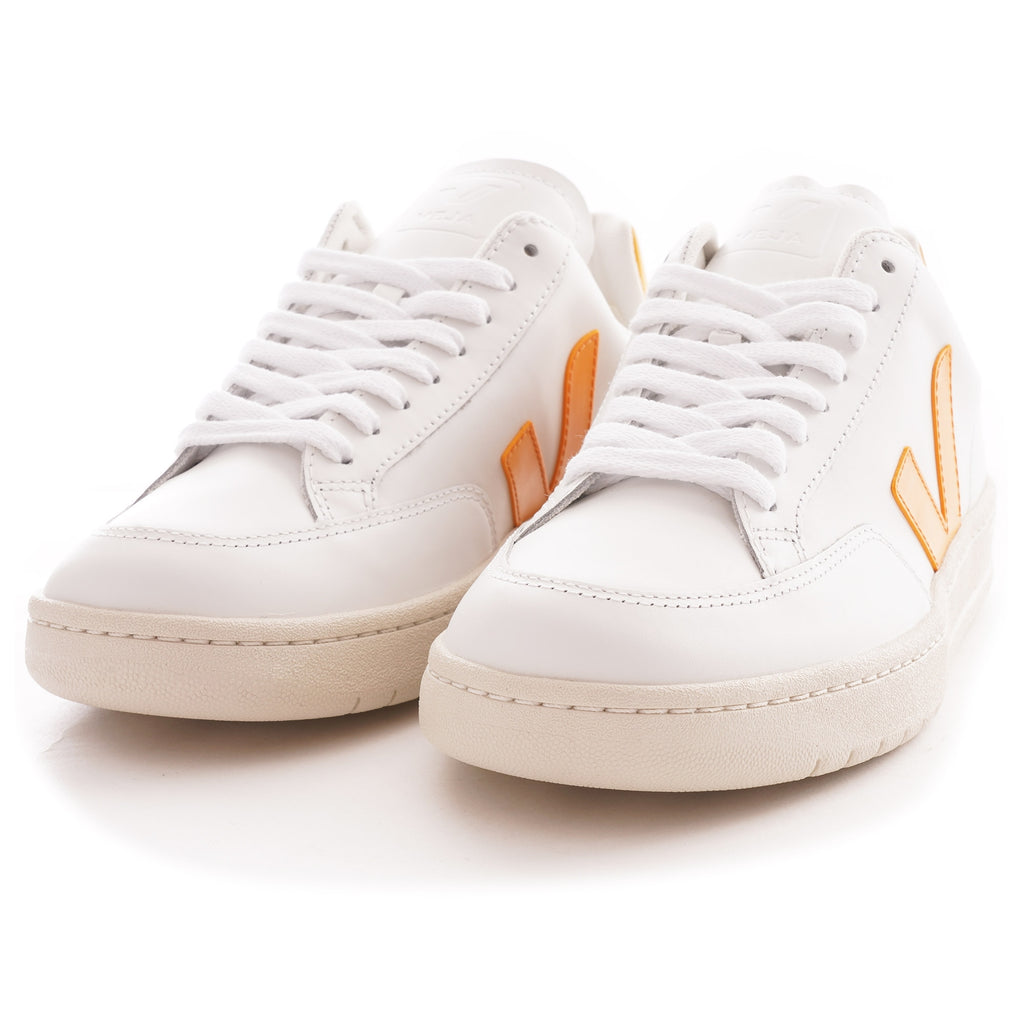 Veja V-12 Leather - Extra White/Ouro