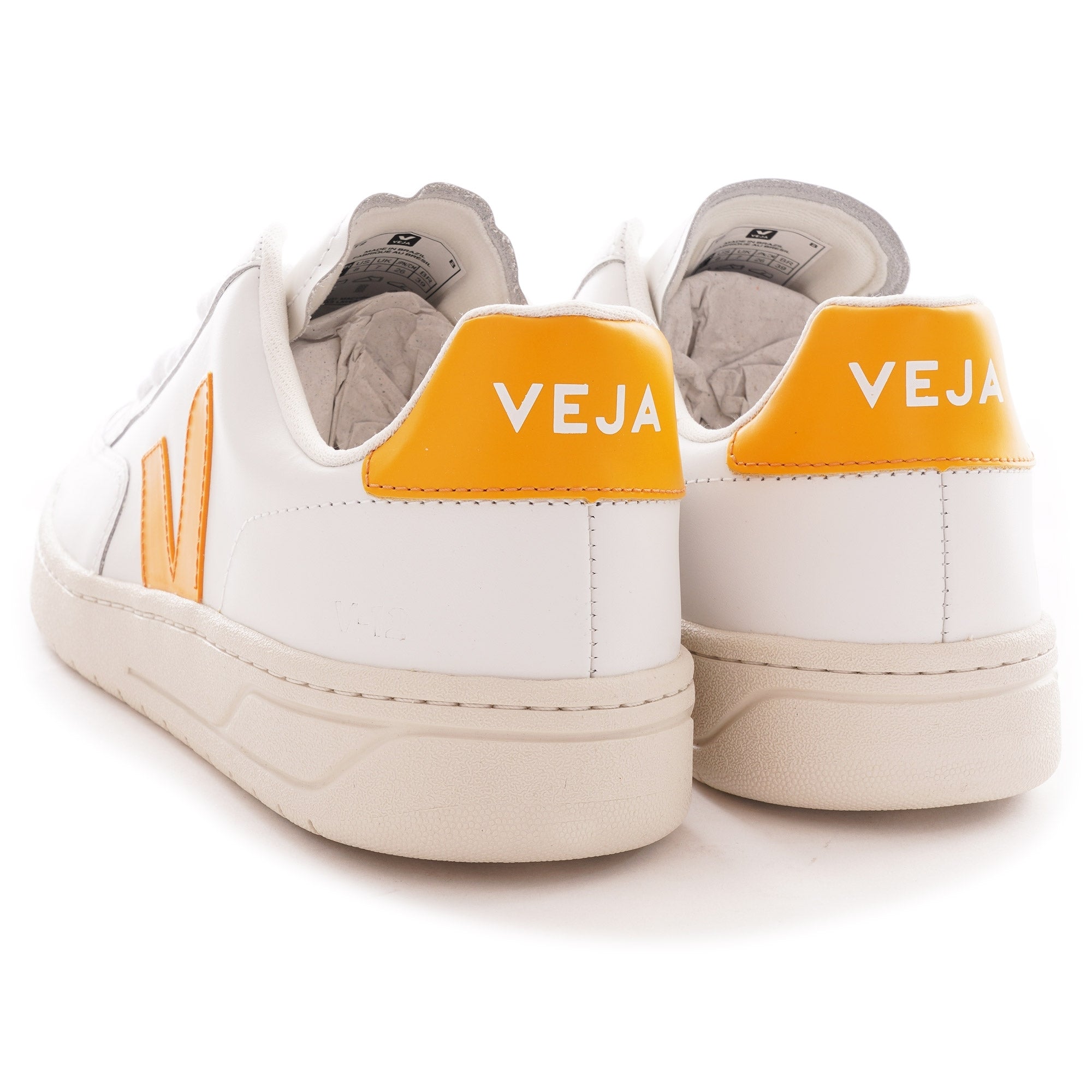 Veja V-12 Leather - Extra White/Ouro