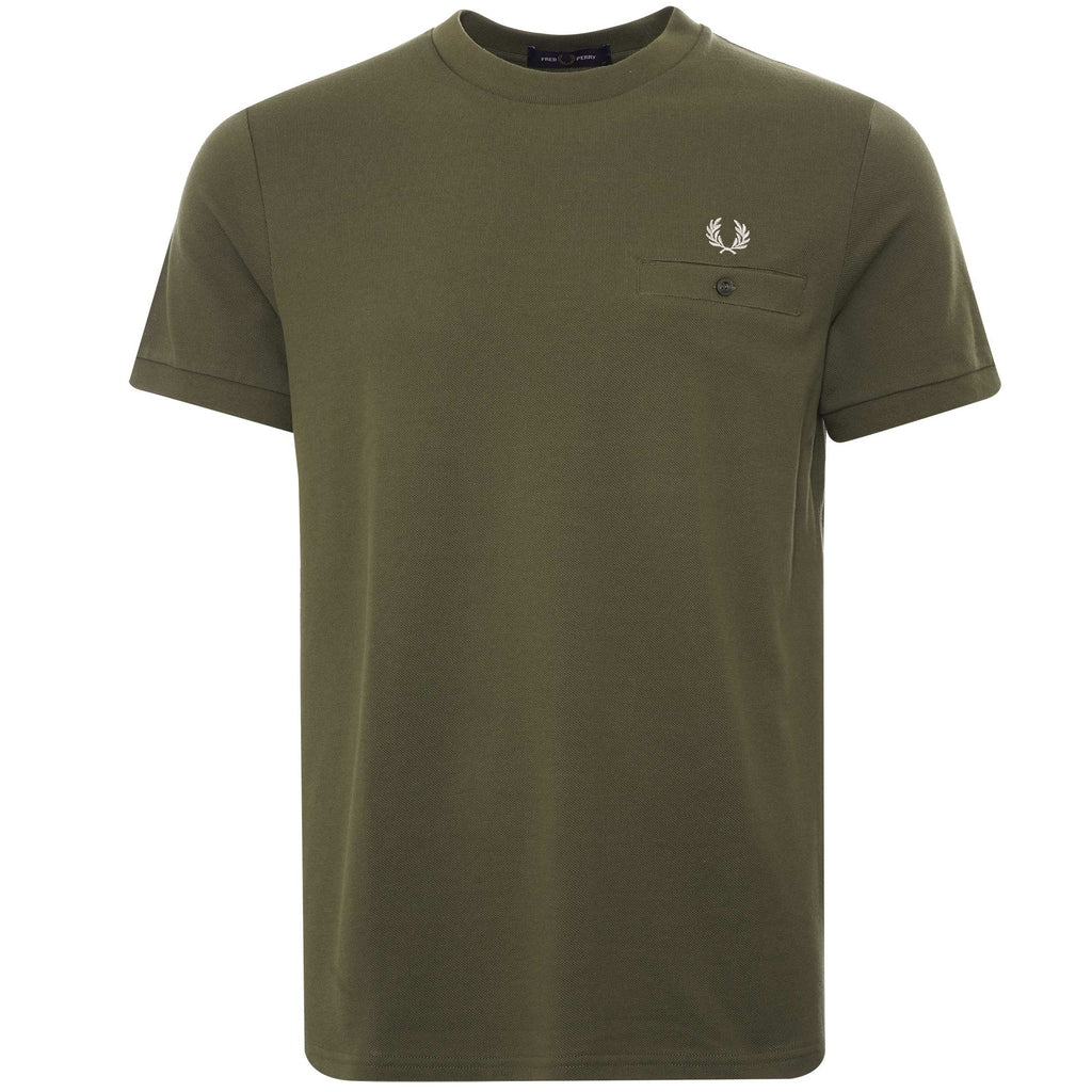 Fred Perry Pocket Detail Piqu T-Shirt - Military Green
