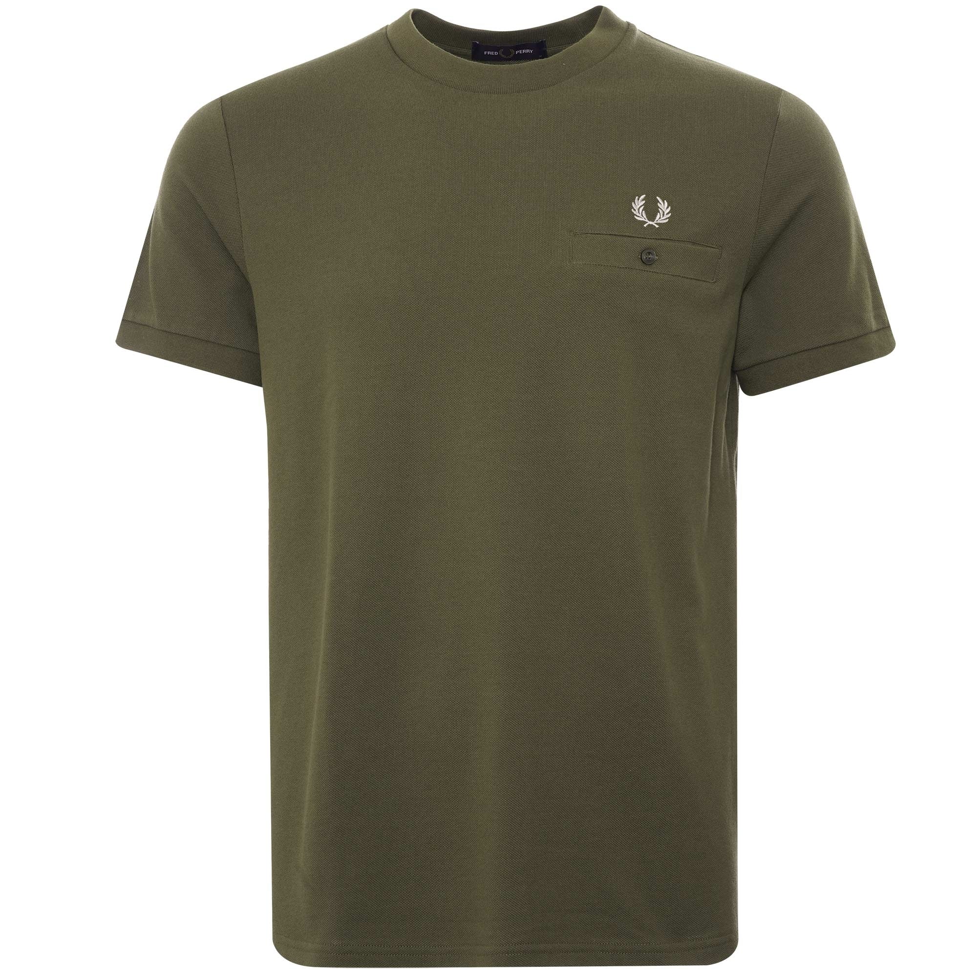 Fred Perry Pocket Detail Piqu T-Shirt - Military Green