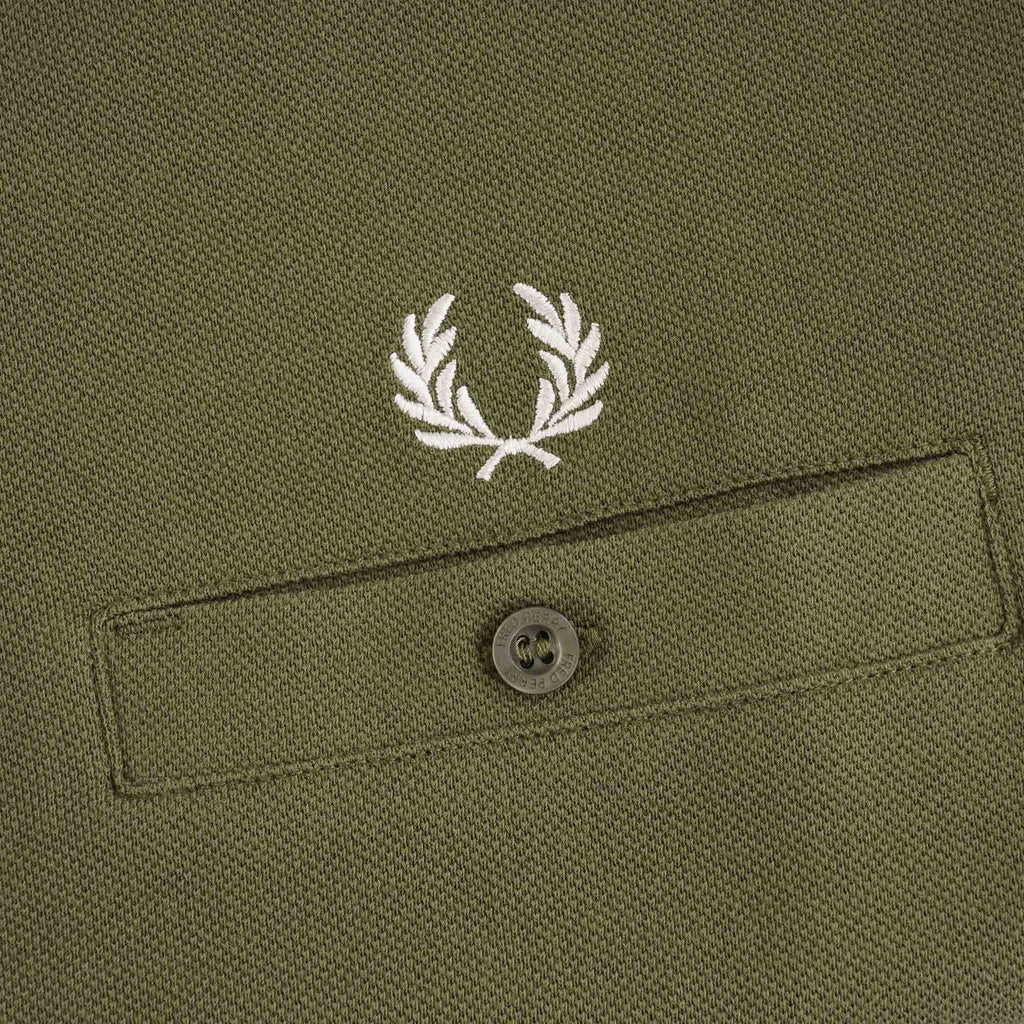 Fred Perry Pocket Detail Piqu T-Shirt - Military Green