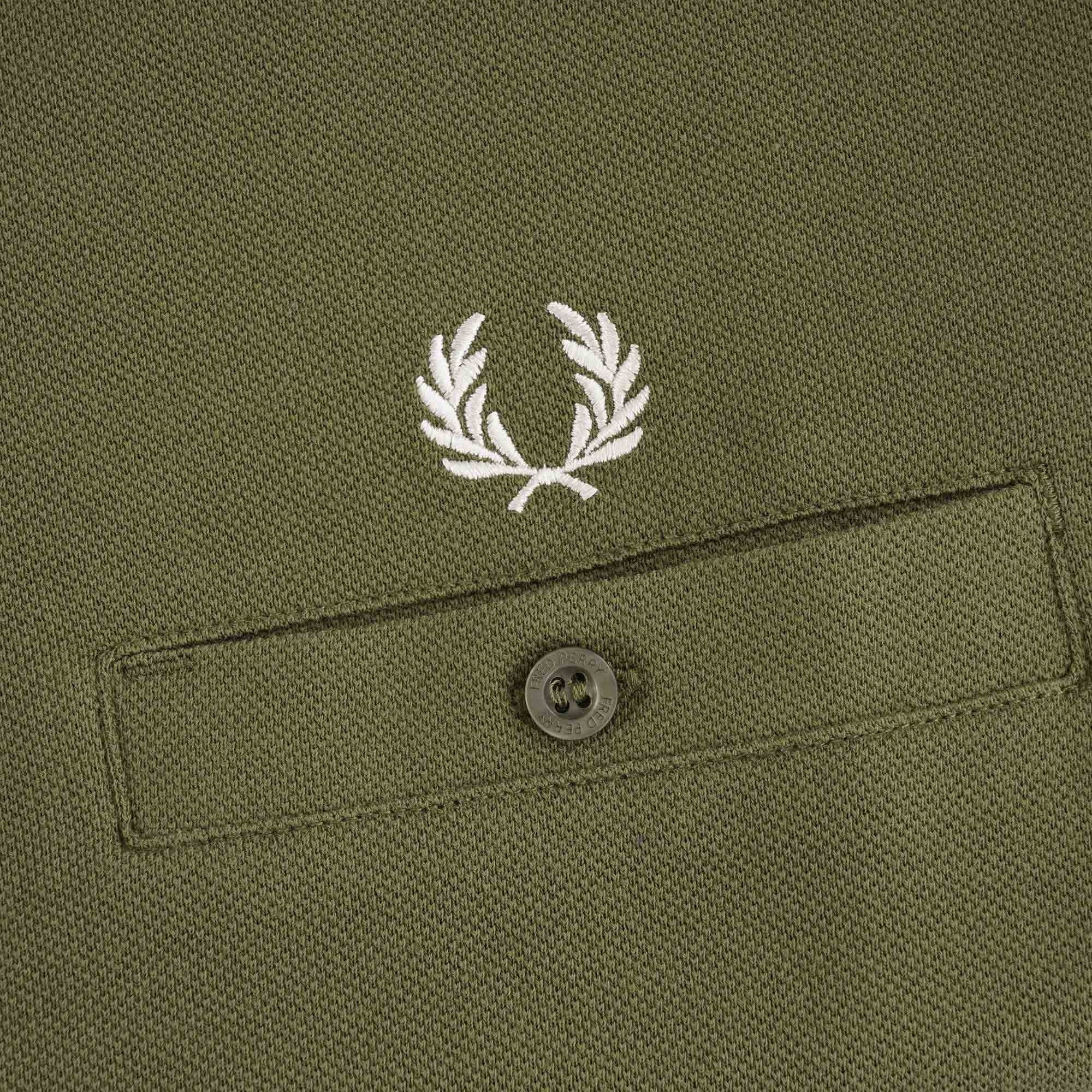 Fred Perry Pocket Detail Piqu T-Shirt - Military Green