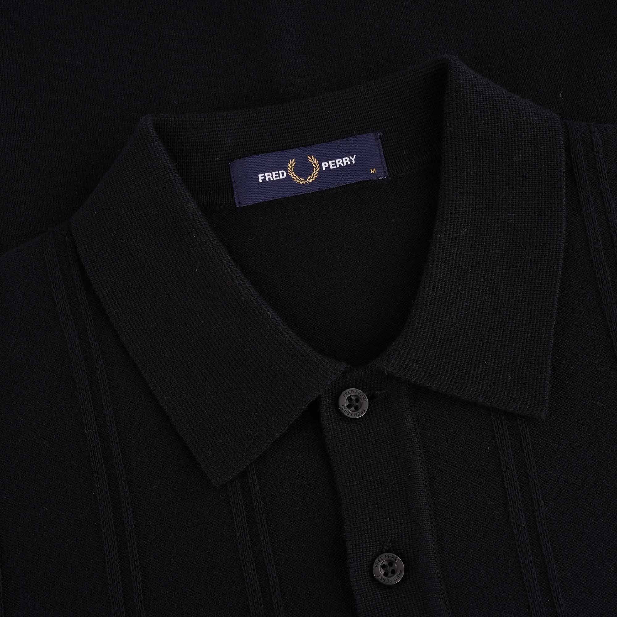 Fred Perry Tipping Texture Knitted Polo Shirt - Black – Stuarts London