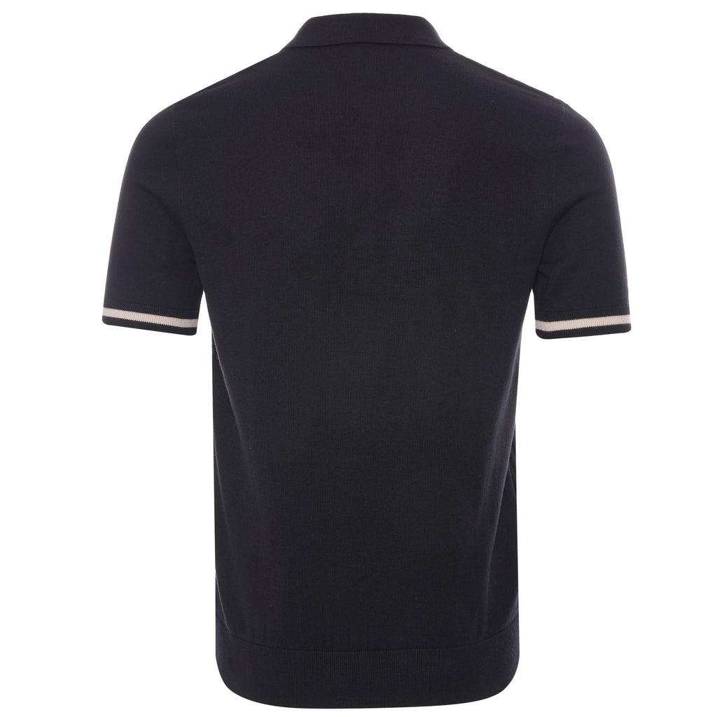 Fred Perry Tipping Texture Knitted Polo Shirt - Black