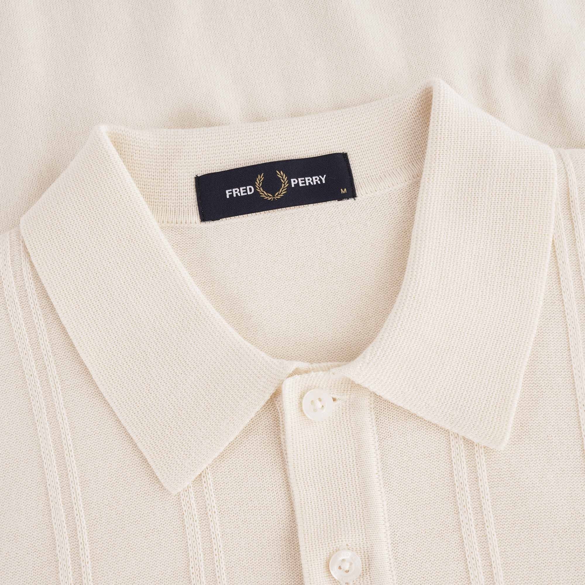 Fred Perry Tipping Texture Knitted Polo Shirt - Ecru