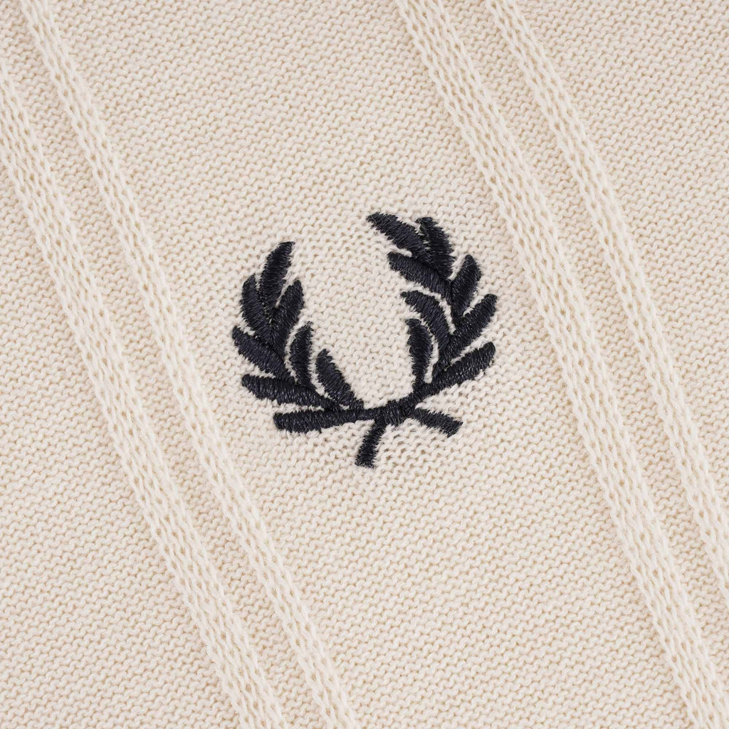 Fred Perry Tipping Texture Knitted Polo Shirt - Ecru