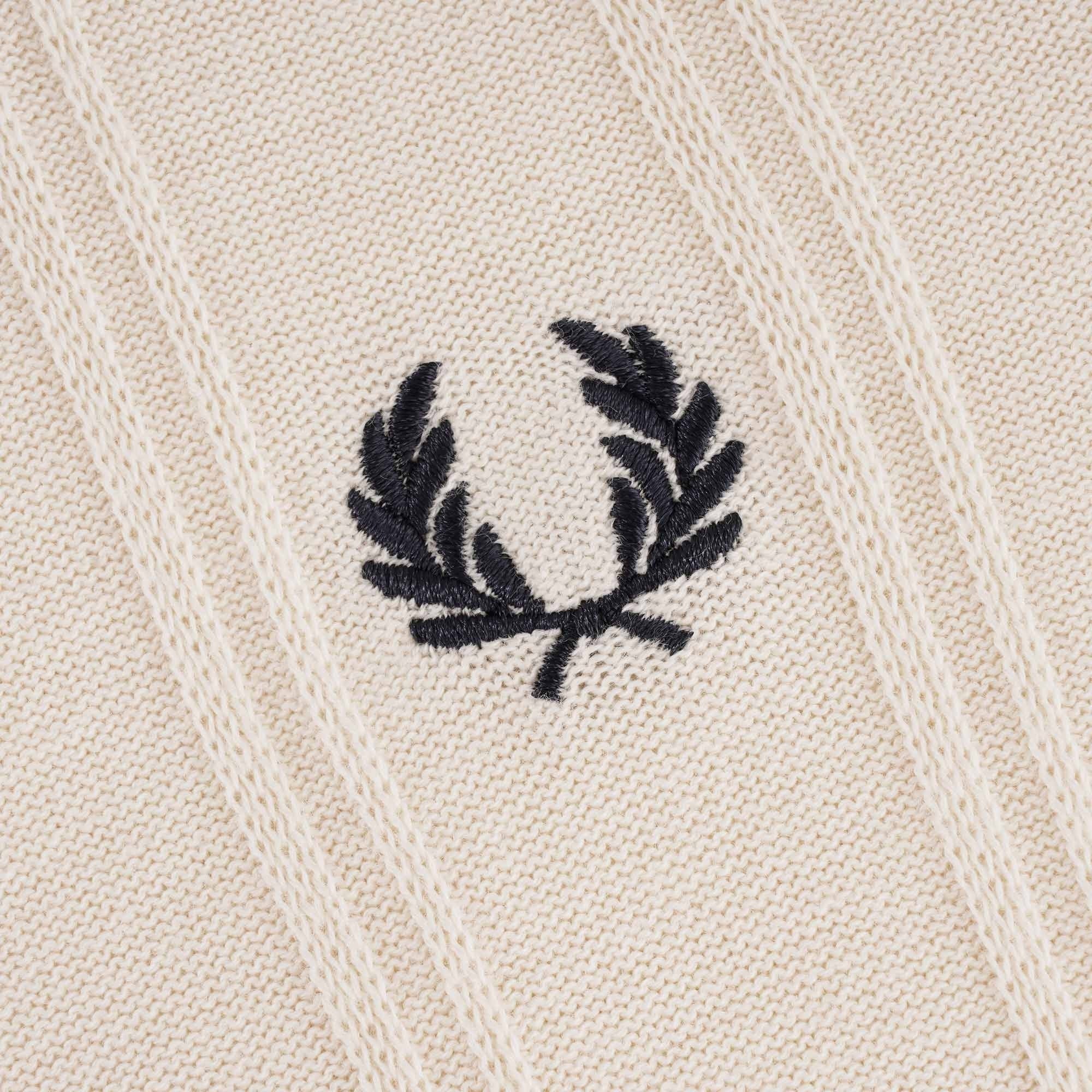 Fred Perry Tipping Texture Knitted Polo Shirt - Ecru