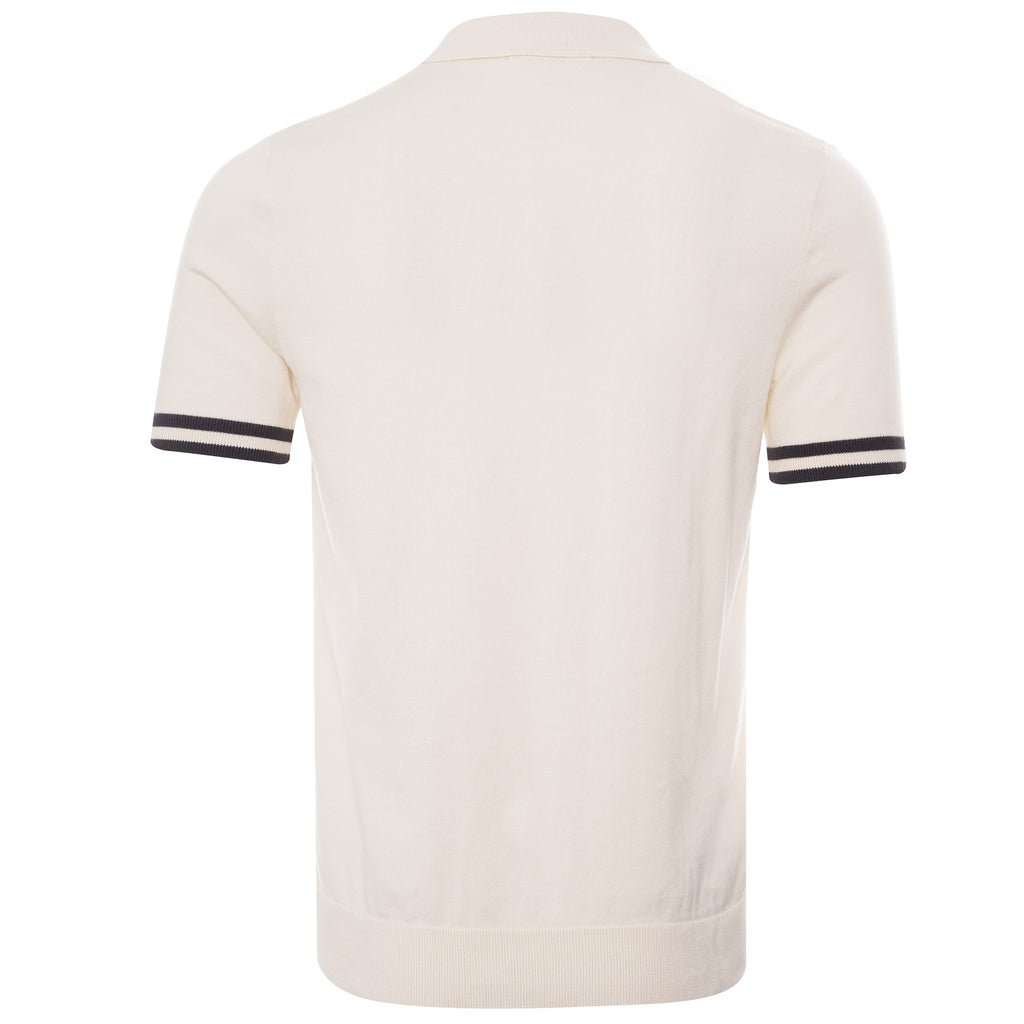 Fred Perry Tipping Texture Knitted Polo Shirt - Ecru