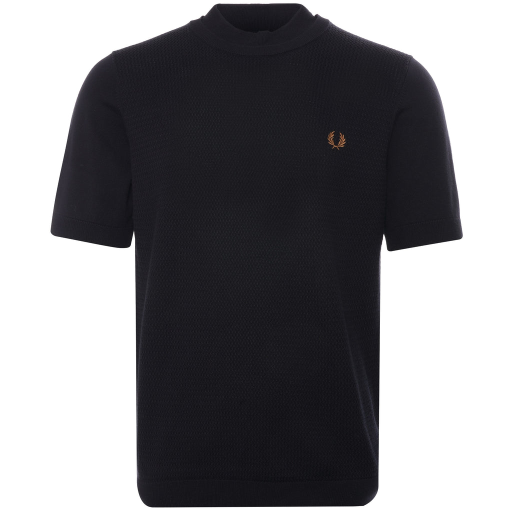 Fred Perry Double Trim Knitted T-Shirt - Black