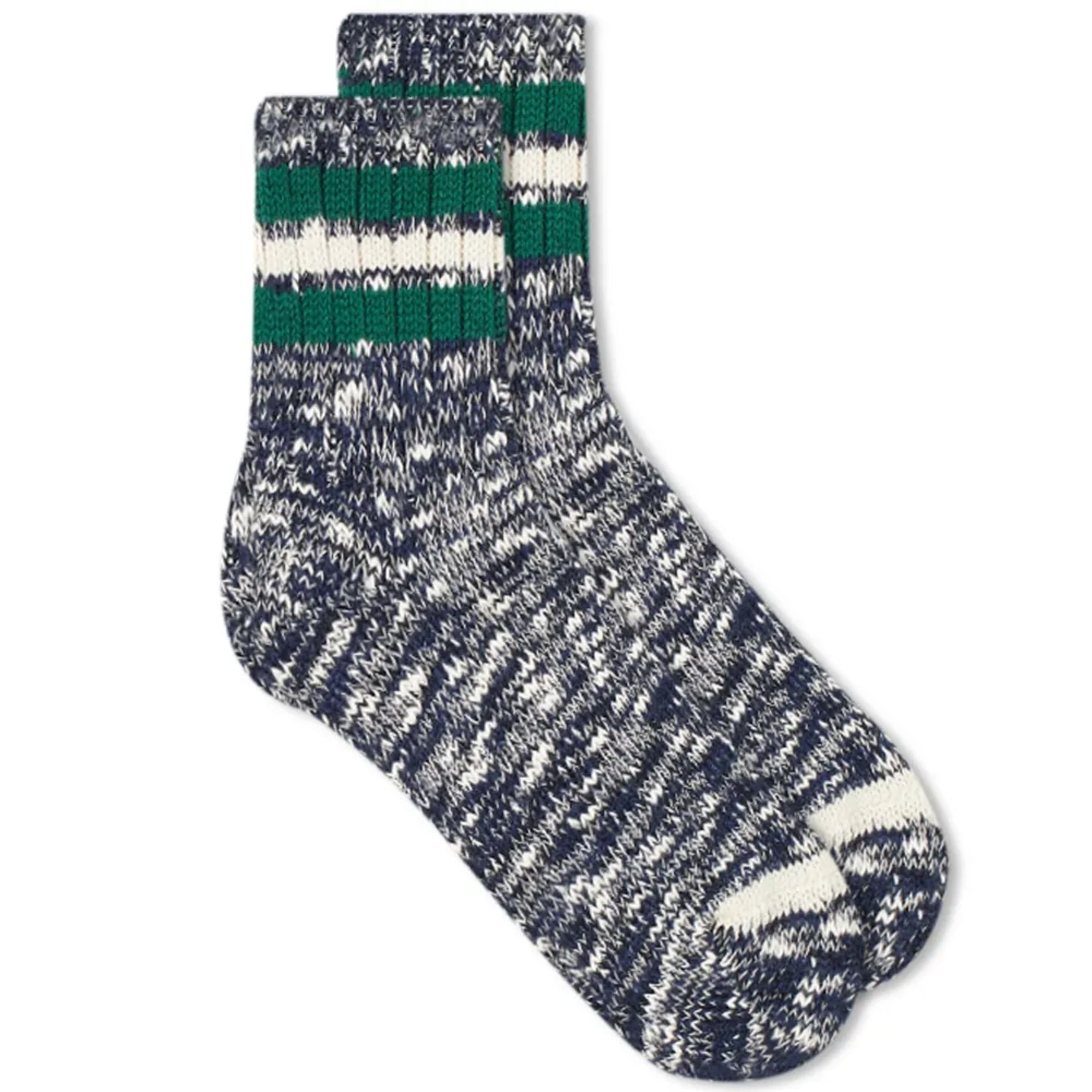 Anonymous Ism 3 Line Slub Crew Socks - Navy