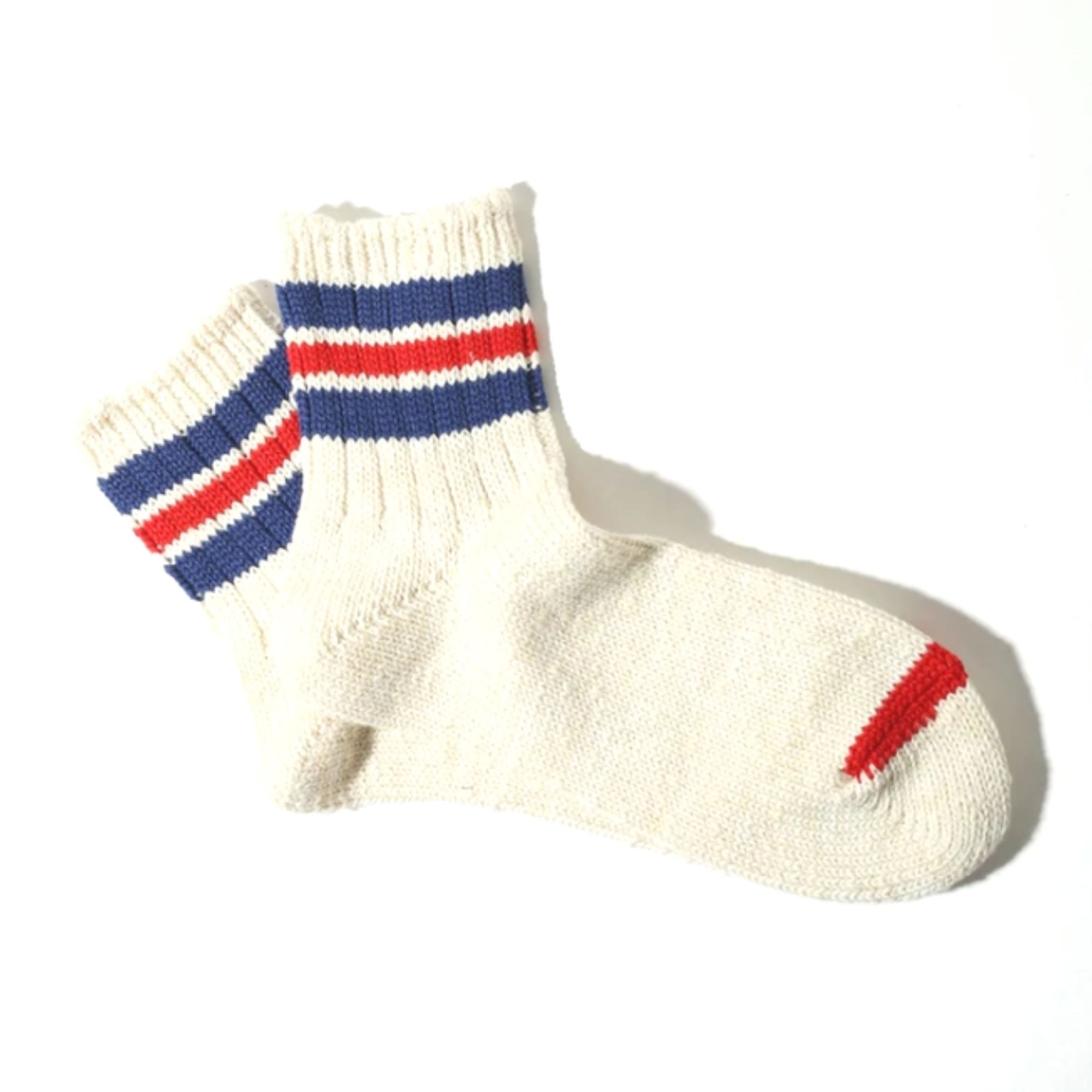 Anonymous Ism 3 Line Slub Crew Socks - Off White