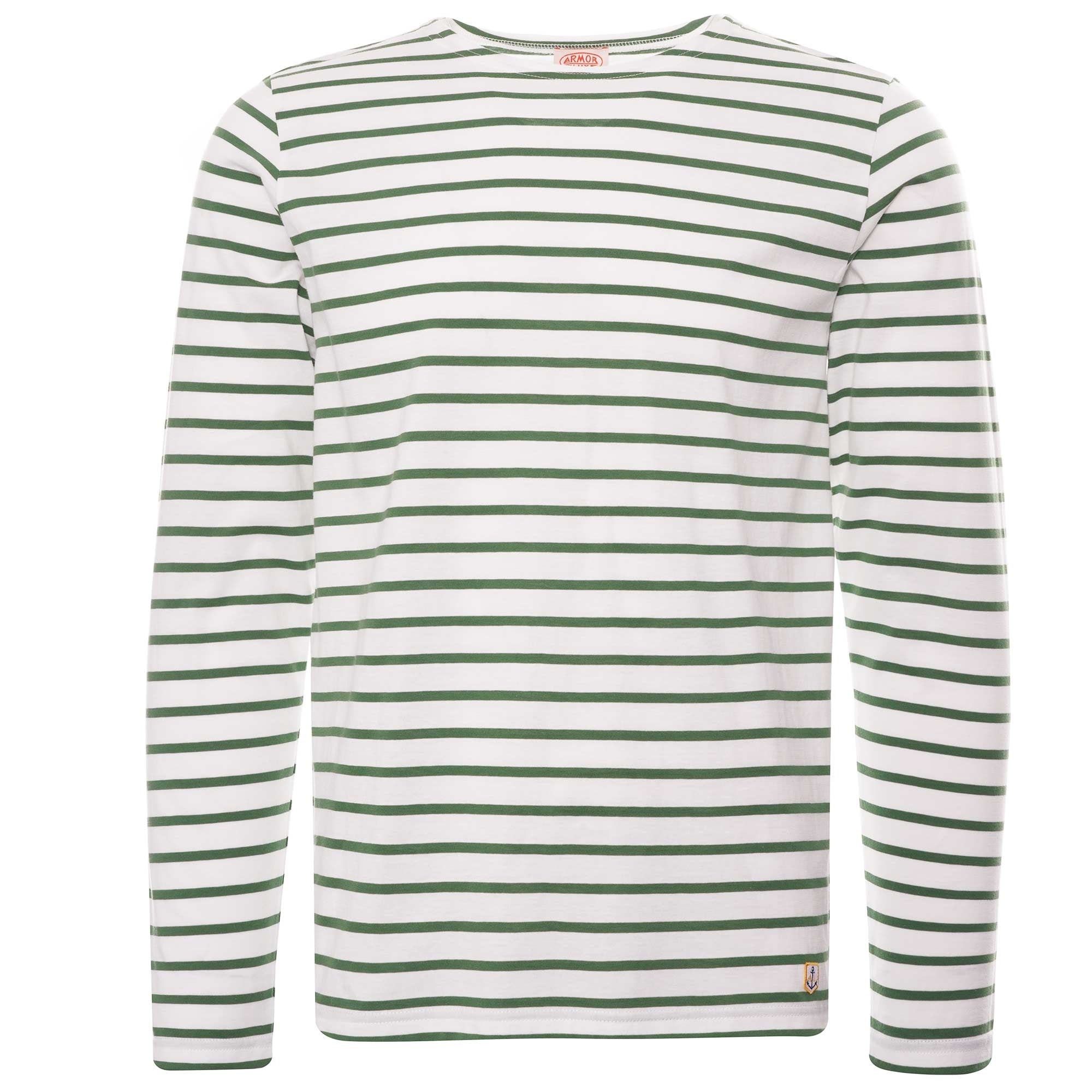 Armor Lux Organic Cotton L/S Mariniere Heritage T-Shirt - Milk/Ficus