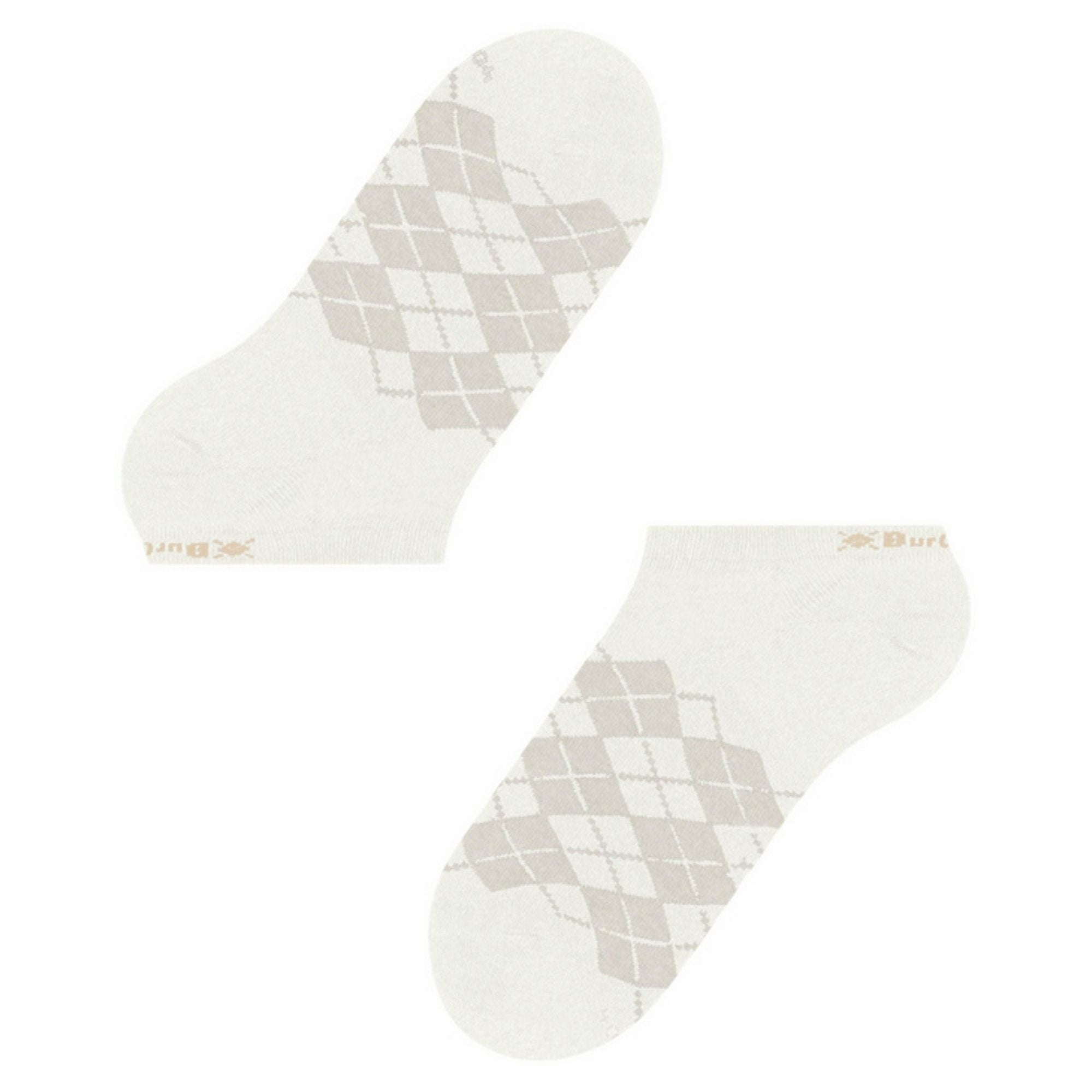 Burlington Socks Soft Argyle Trainer Socks - Off White