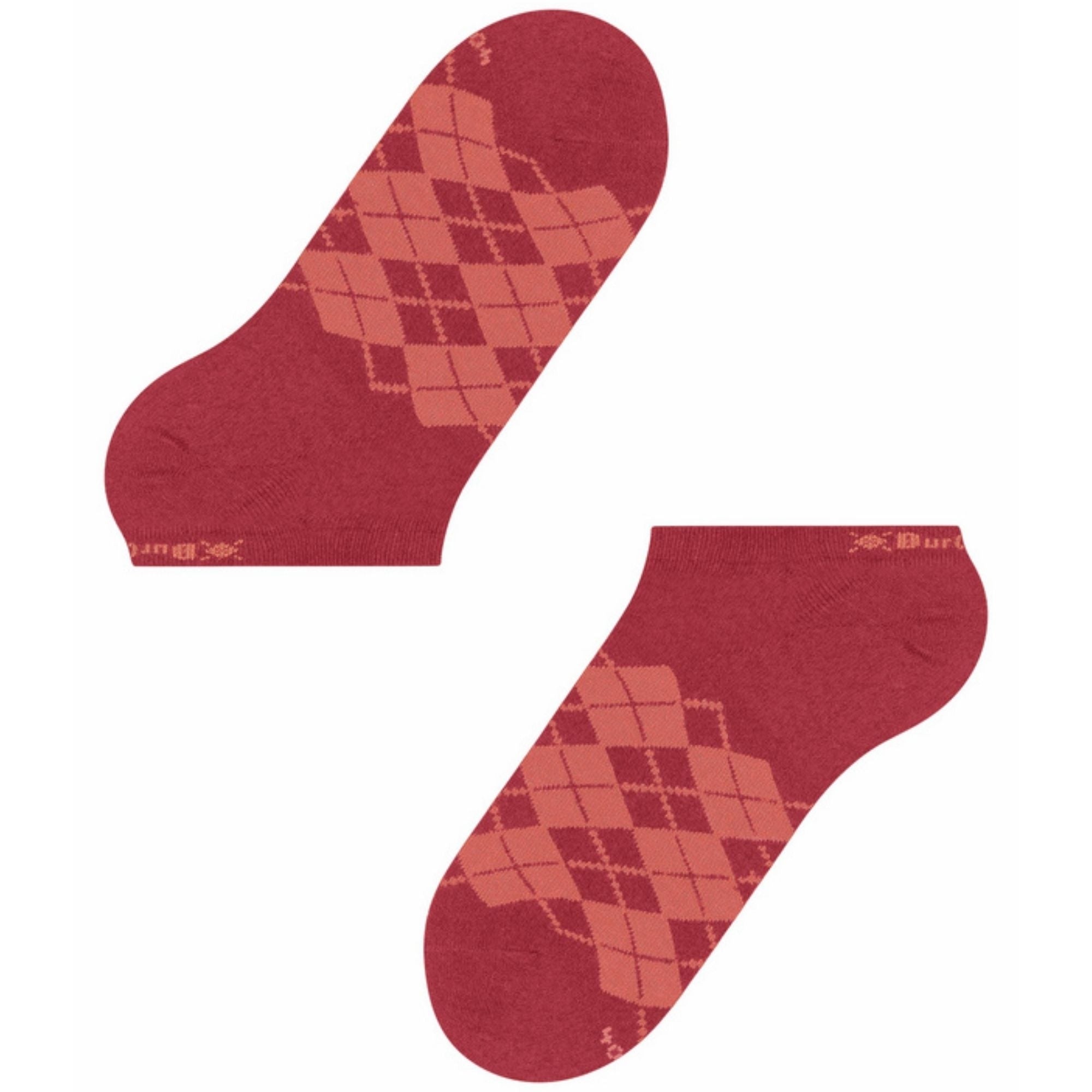 Burlington Socks Soft Argyle Trainer Socks - Red
