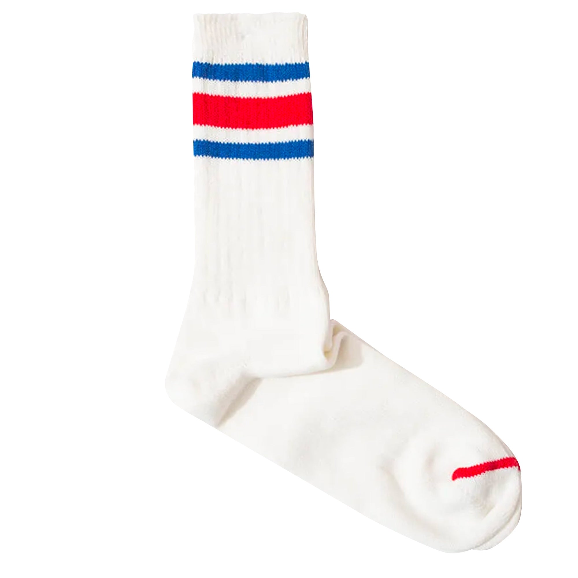 Anonymous Ism Recover 3 Stripes Crew Socks - Off White & Red/Blue