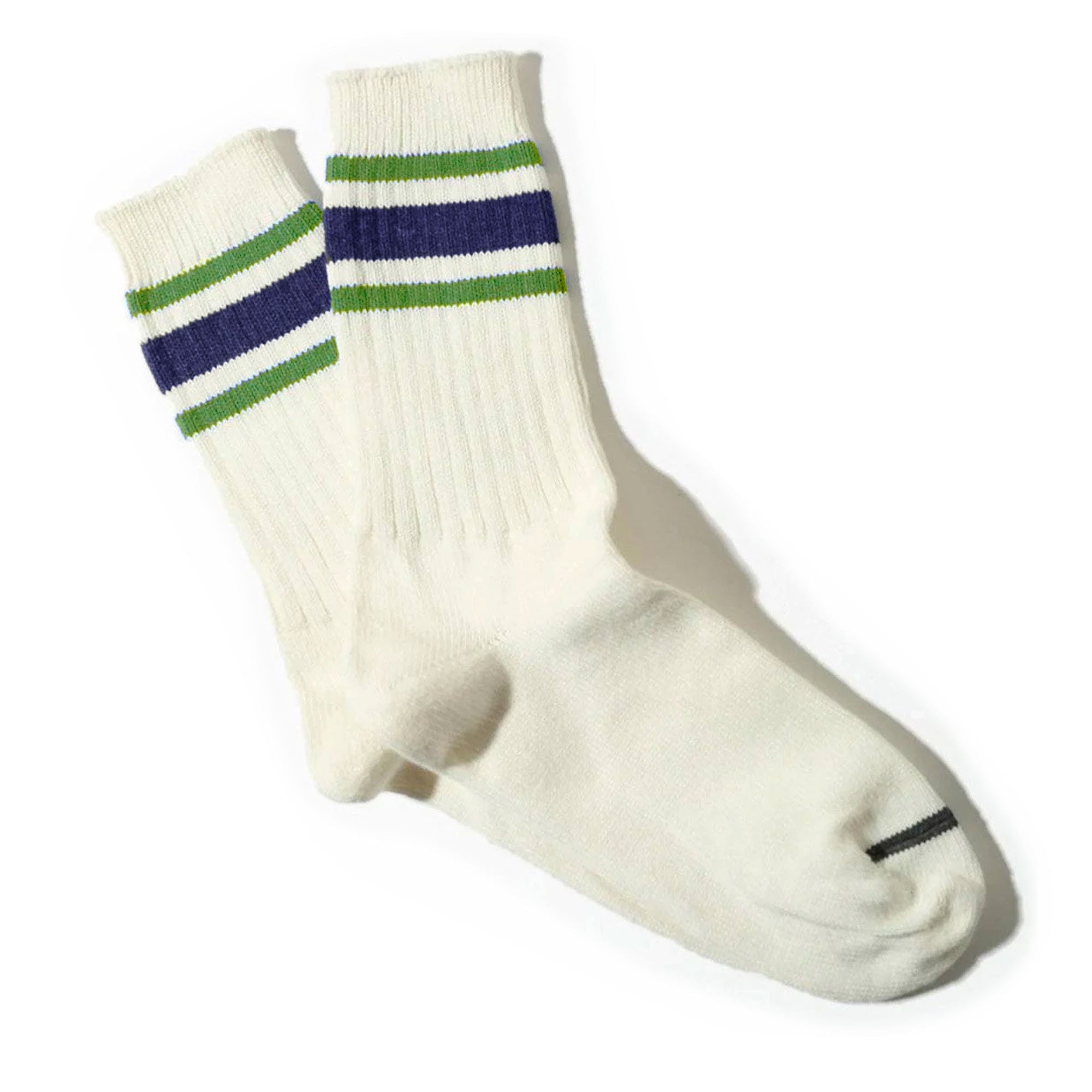 Anonymous Ism Recover 3 Stripes Crew Socks - Off White & Navy/Green