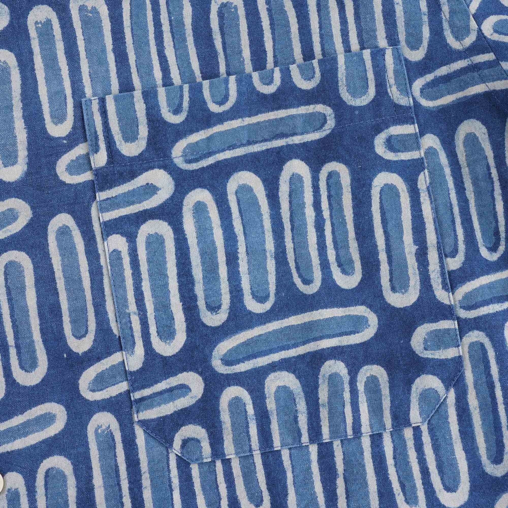 Universal Works Camp Shirt Hand Block Print - Indigo