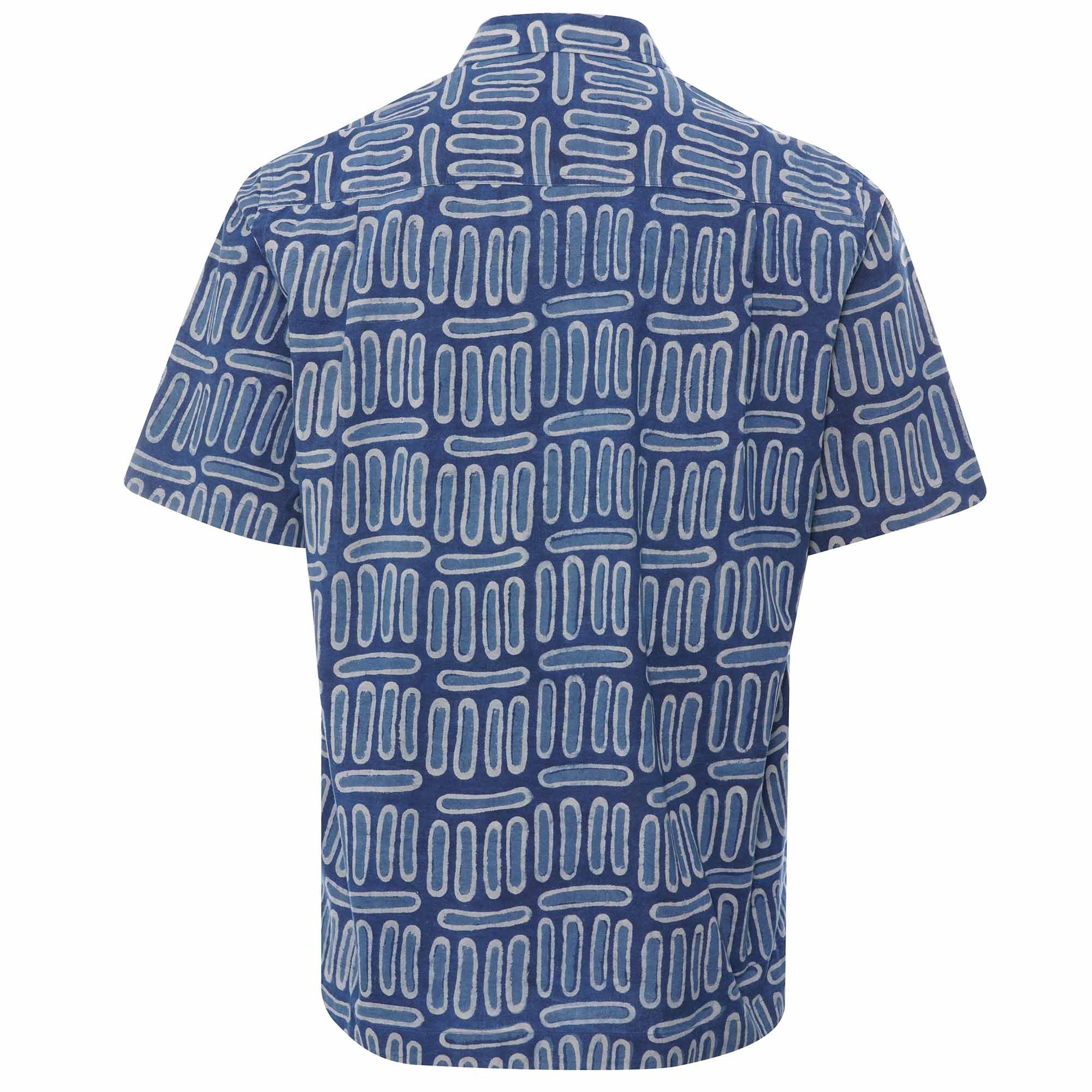 Universal Works Camp Shirt Hand Block Print - Indigo