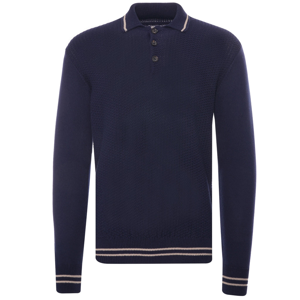 Oliver Spencer Pablo Knitted Polo Shirt - Navy