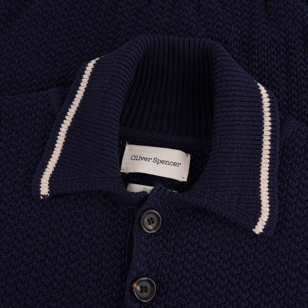 Oliver Spencer Pablo Knitted Polo Shirt - Navy