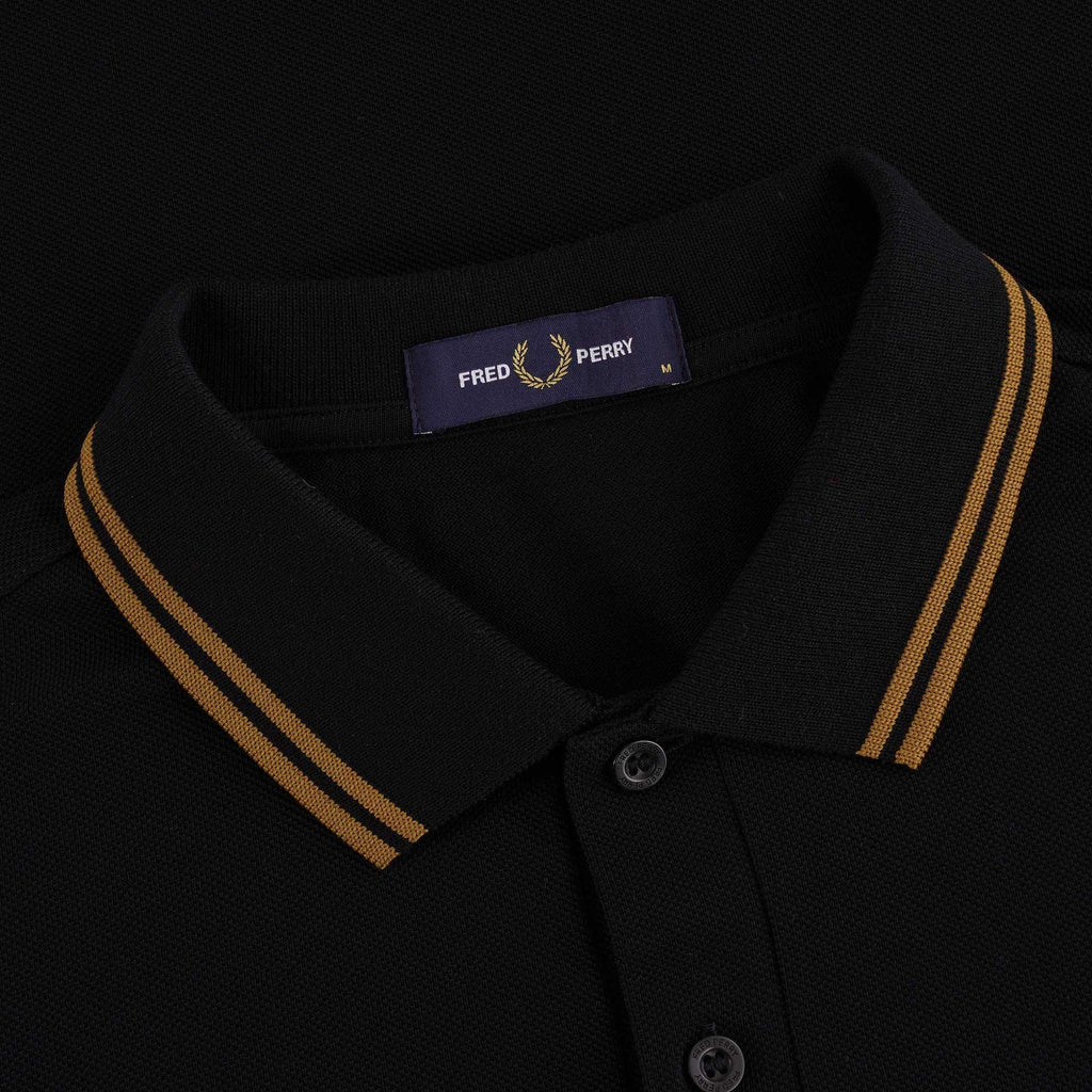Fred Perry M3600 Twin Tipped Polo - Black/Dark Caramel