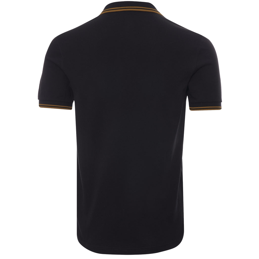 Fred Perry M3600 Twin Tipped Polo - Black/Dark Caramel
