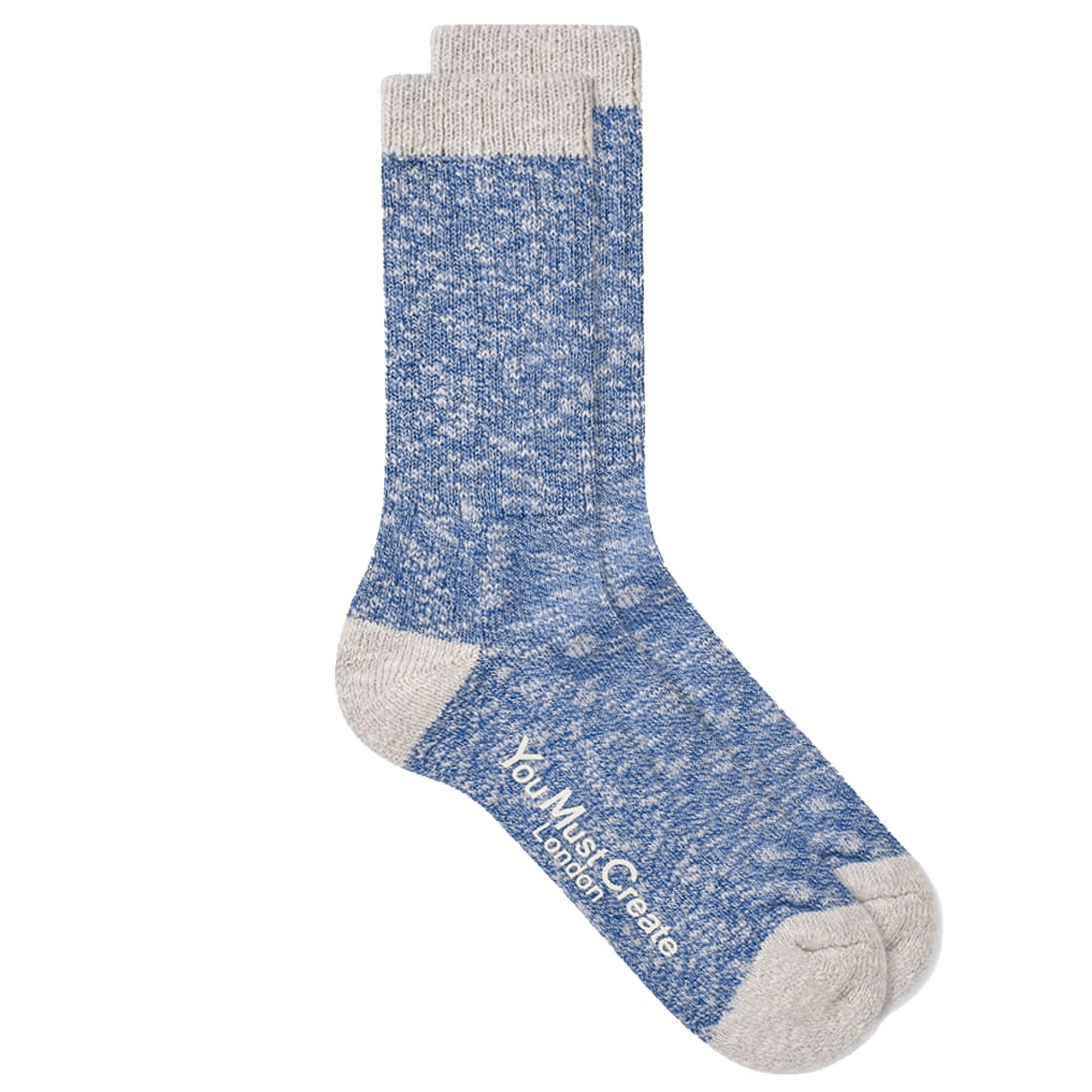 YMC x Corgi Monkey Cotton Twist Socks - Blue Marl
